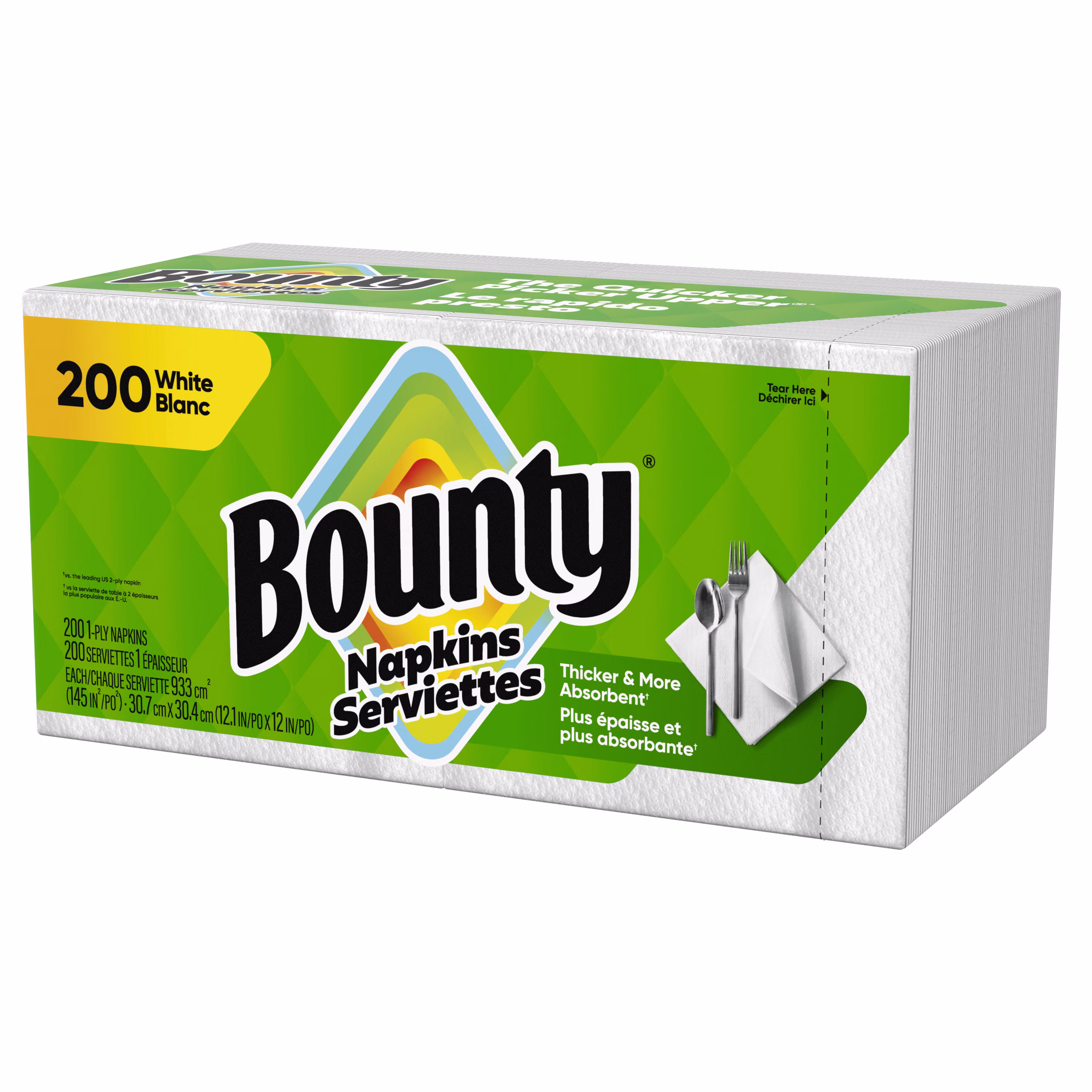 Bounty Paper Napkins, White, 200 Count