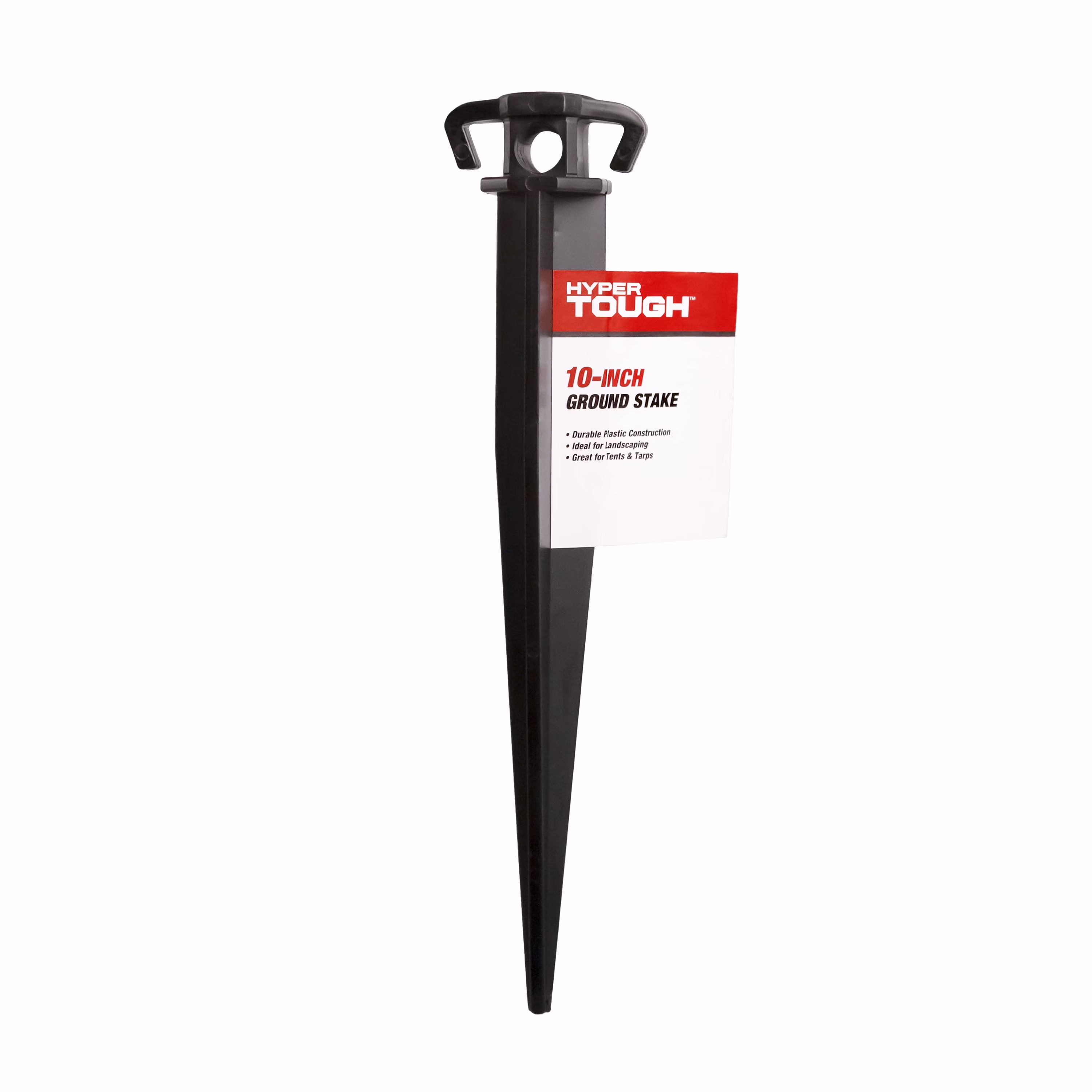 Hyper Tough Item# GS10-10HT, Plastic Ground Garden and Tent Stake, Black 10