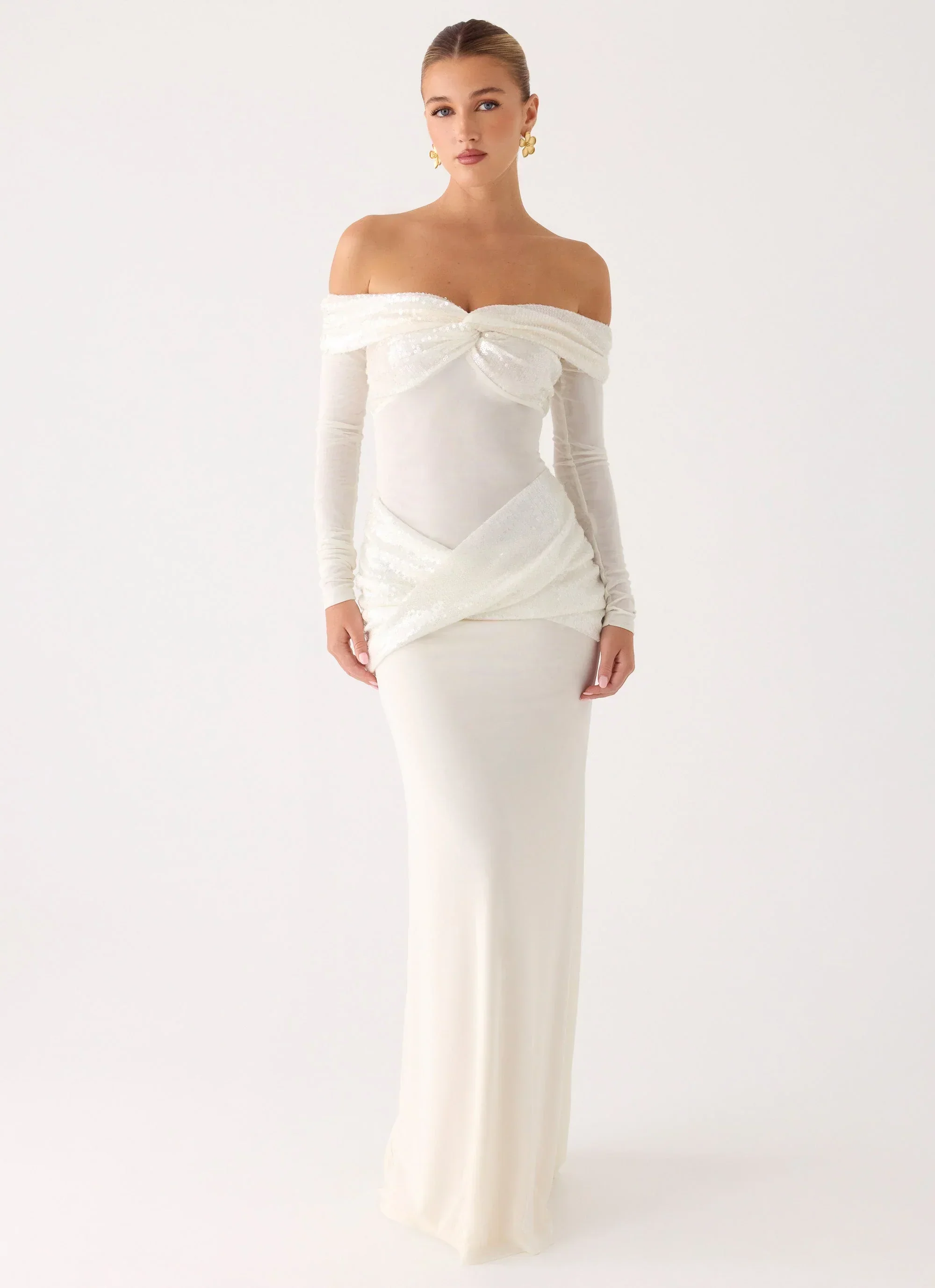 Over To You Sequin Maxi Dress - White