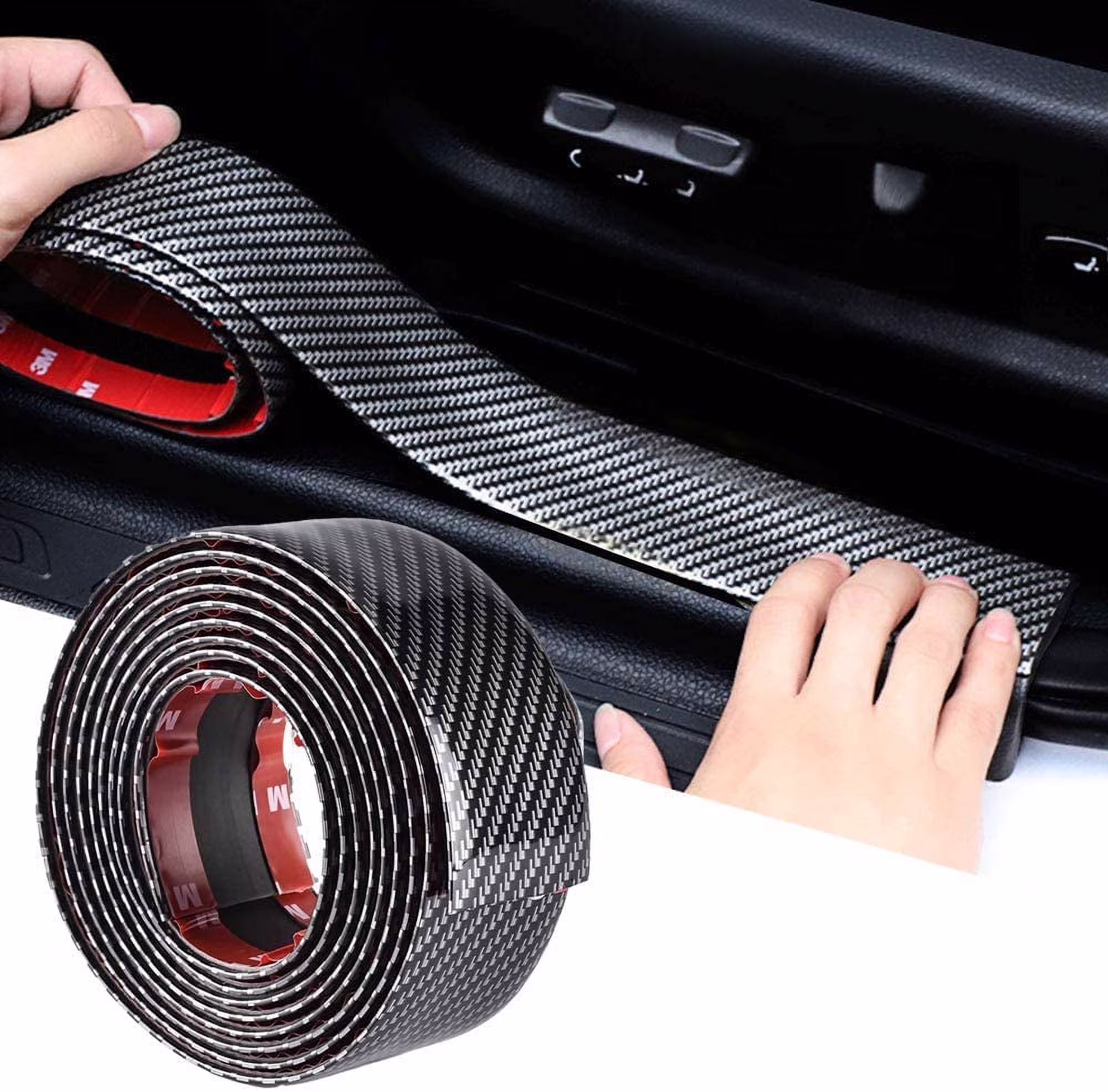 Walbest Car Sticker Black Carbon Fiber Rubber Door Entry Guards Scratch Cover Protector Paint Threshold Guard,Car Bumper Door Guard/Rear Bumper Guard Scratch Scratch Protection Strip