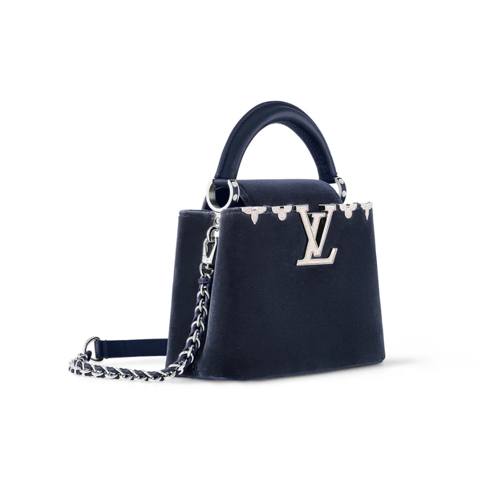 Louis vuittion capucines evening bag  blue velvet ~