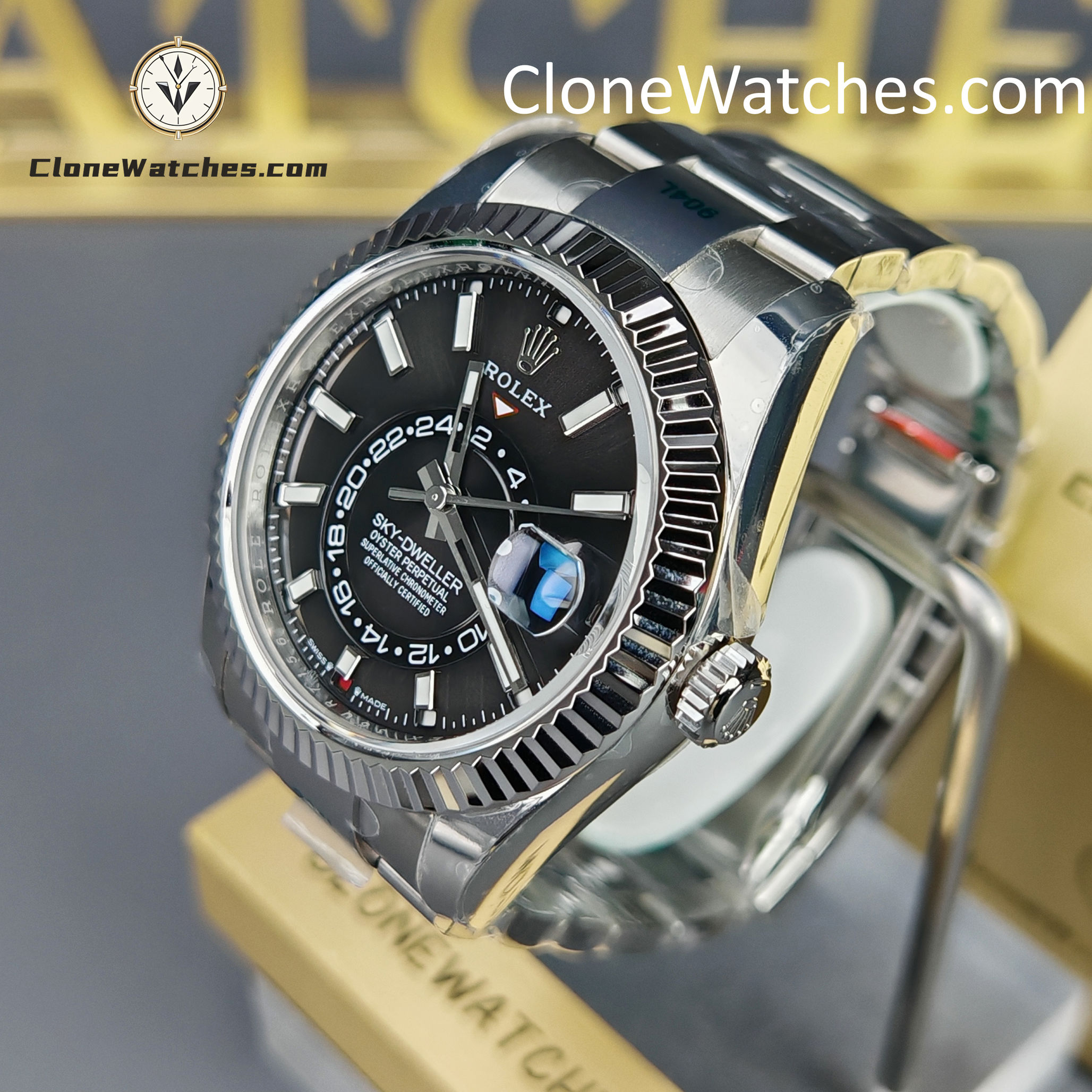 Rolex Super Clone Watches 1:1 Sky Dweller Black Dial Oyster m336934-0007 9002 Movement