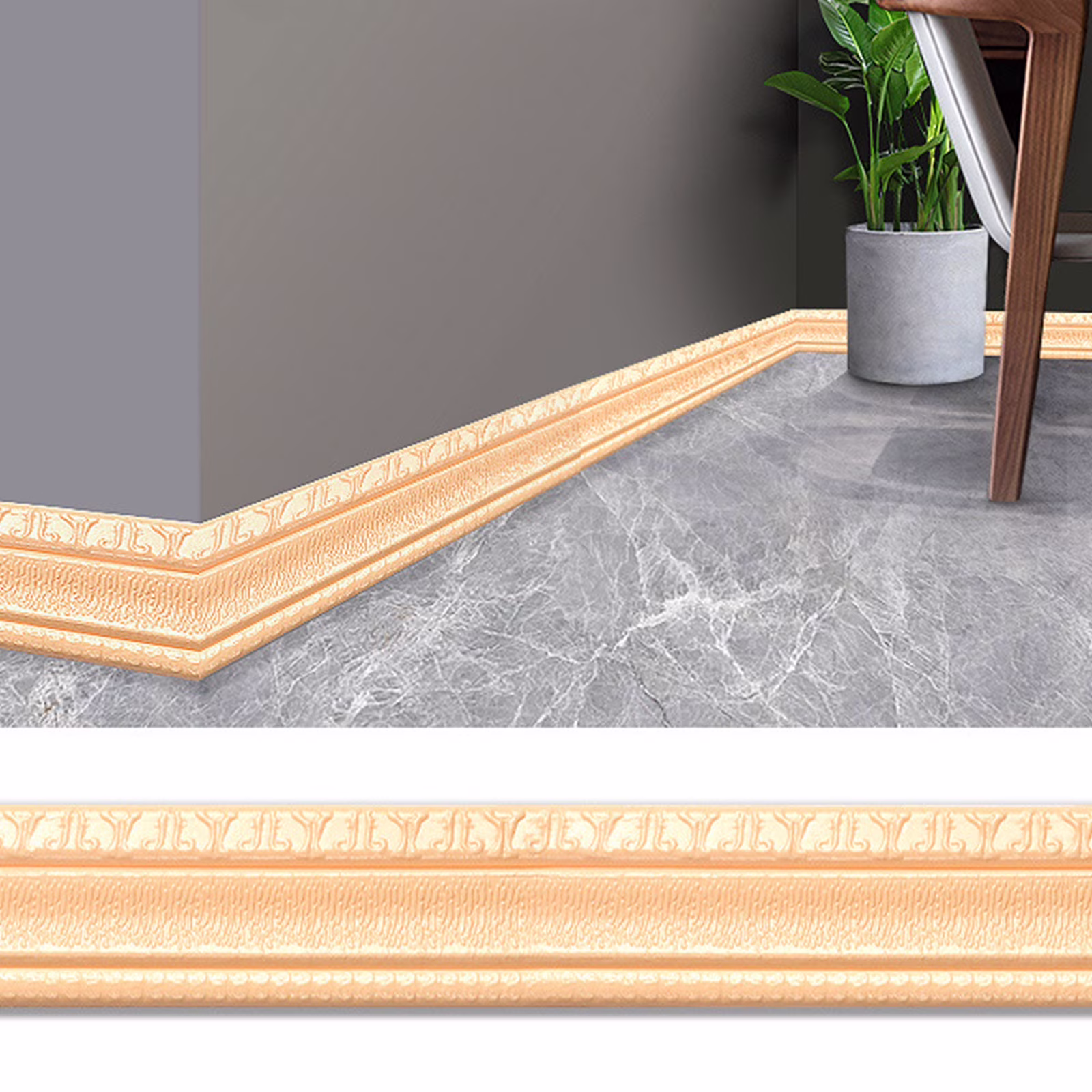 Chiccall 90x 3 Self Adhesive Flexible Foam Molding Trim, 3D Sticky Decorative Wall Lines Wallpaper Border for Home, Office, Hotel DIY Decoration