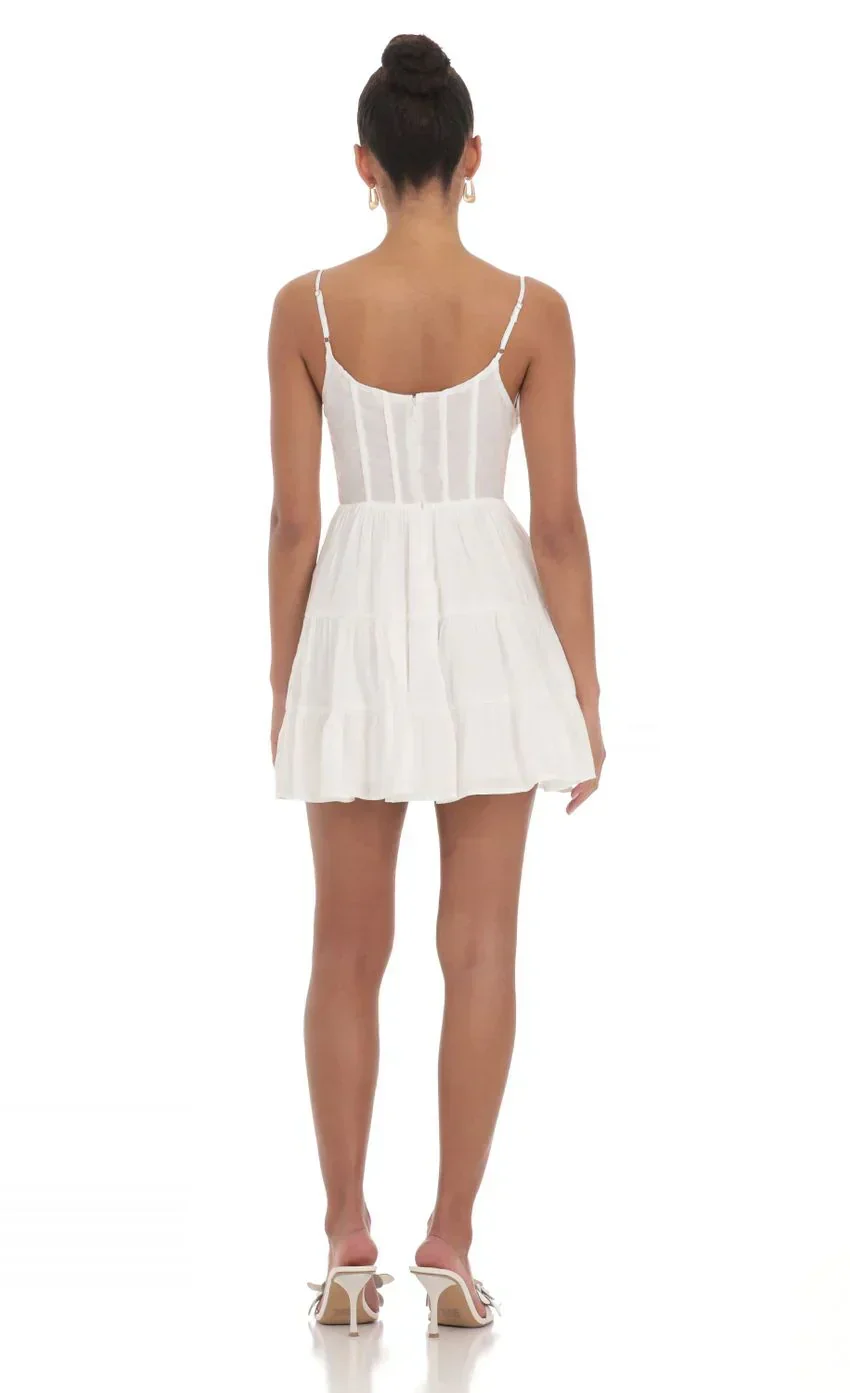 Corset A-line Dress in White