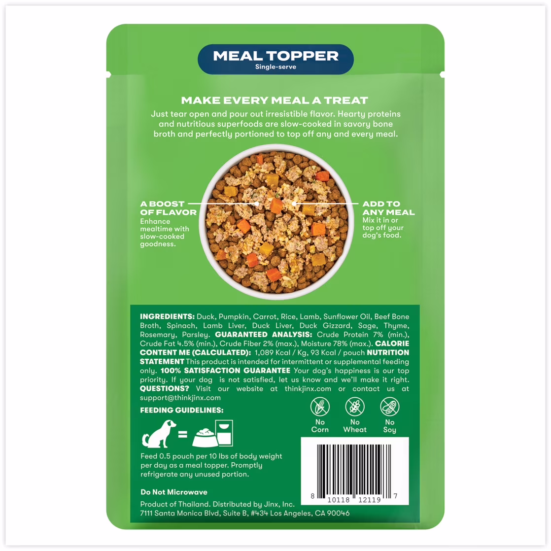 Jinx Homemades Single-Serve Meal Topper Duck & Lamb Recipe, 3 oz Pouch