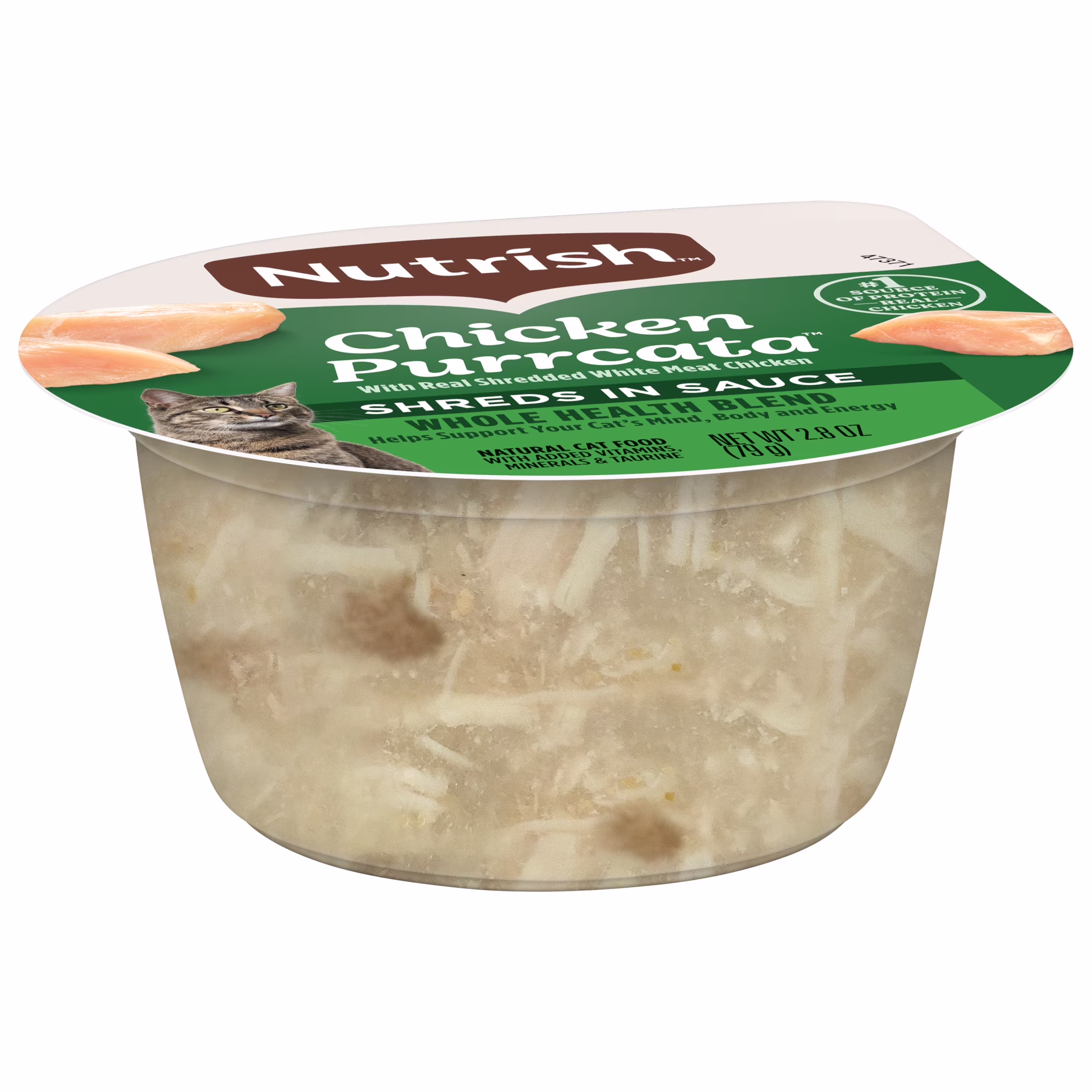 Nutrish Grain Free Wet Cat Food Chicken Purrcata Whole Health Blend with Real Shredded White Meat Chicken in Sauce, 2.8 oz. Cup (Rachael Ray)