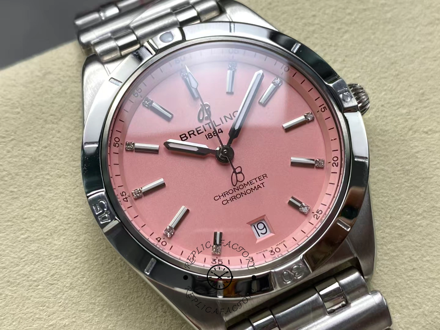 Breitling Chronomat 36mm Pink Dial A77310101K1A1 Replica