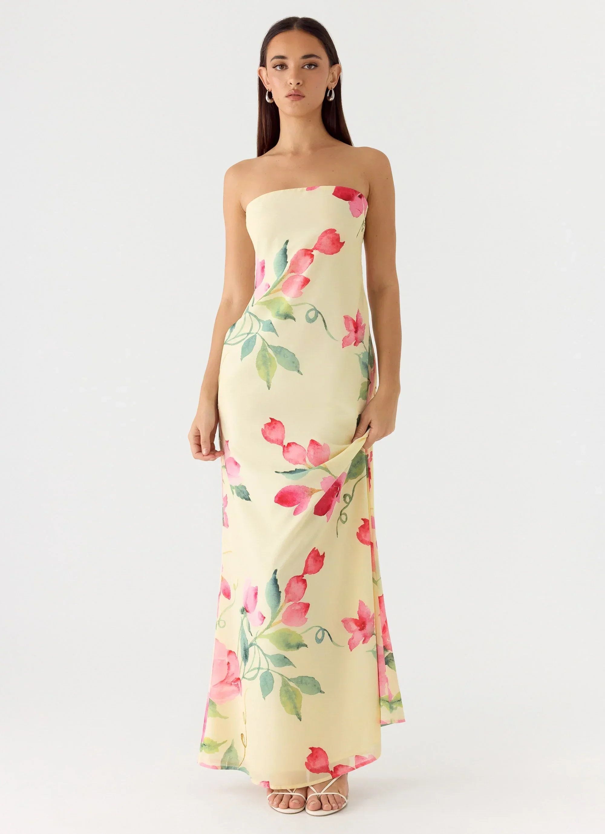 Bronte Strapless Maxi Dress - Lemon Soleil