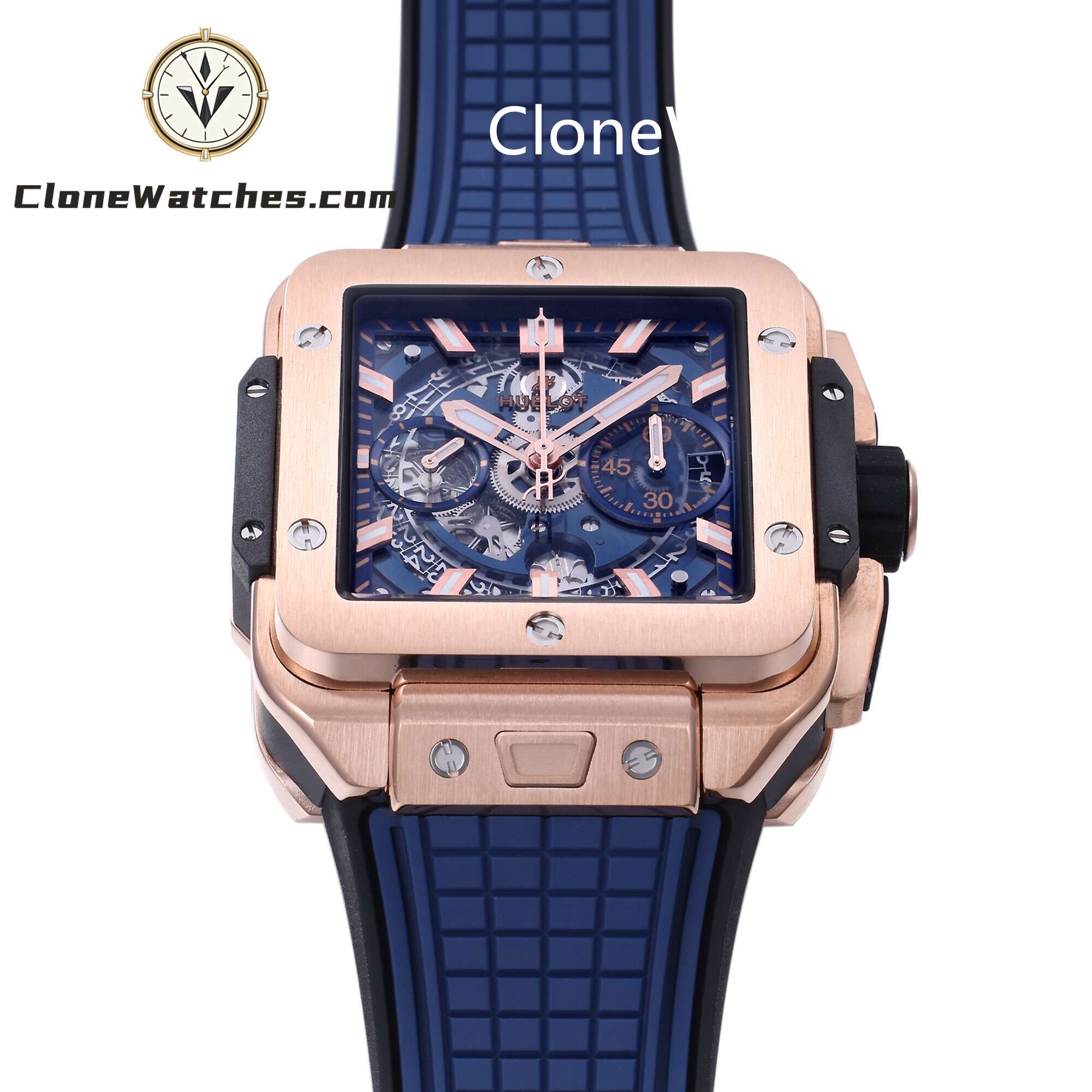 Hublot Super Clone Watches 1:1 Square Bang Unico King Gold Blue 42MM 821.OX.5180.RX