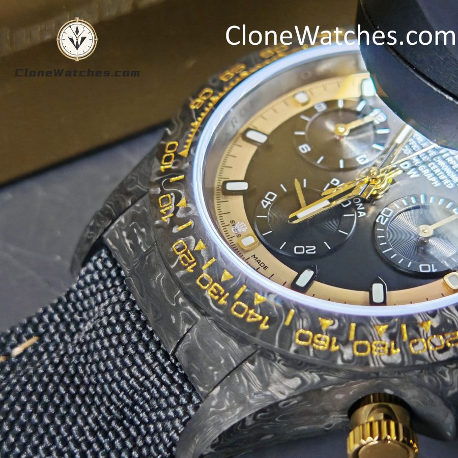 Modified Super Clone Watches 1:1 DiW Rolex Daytona NTPT Carbon “CREAM INVERT GOLD”