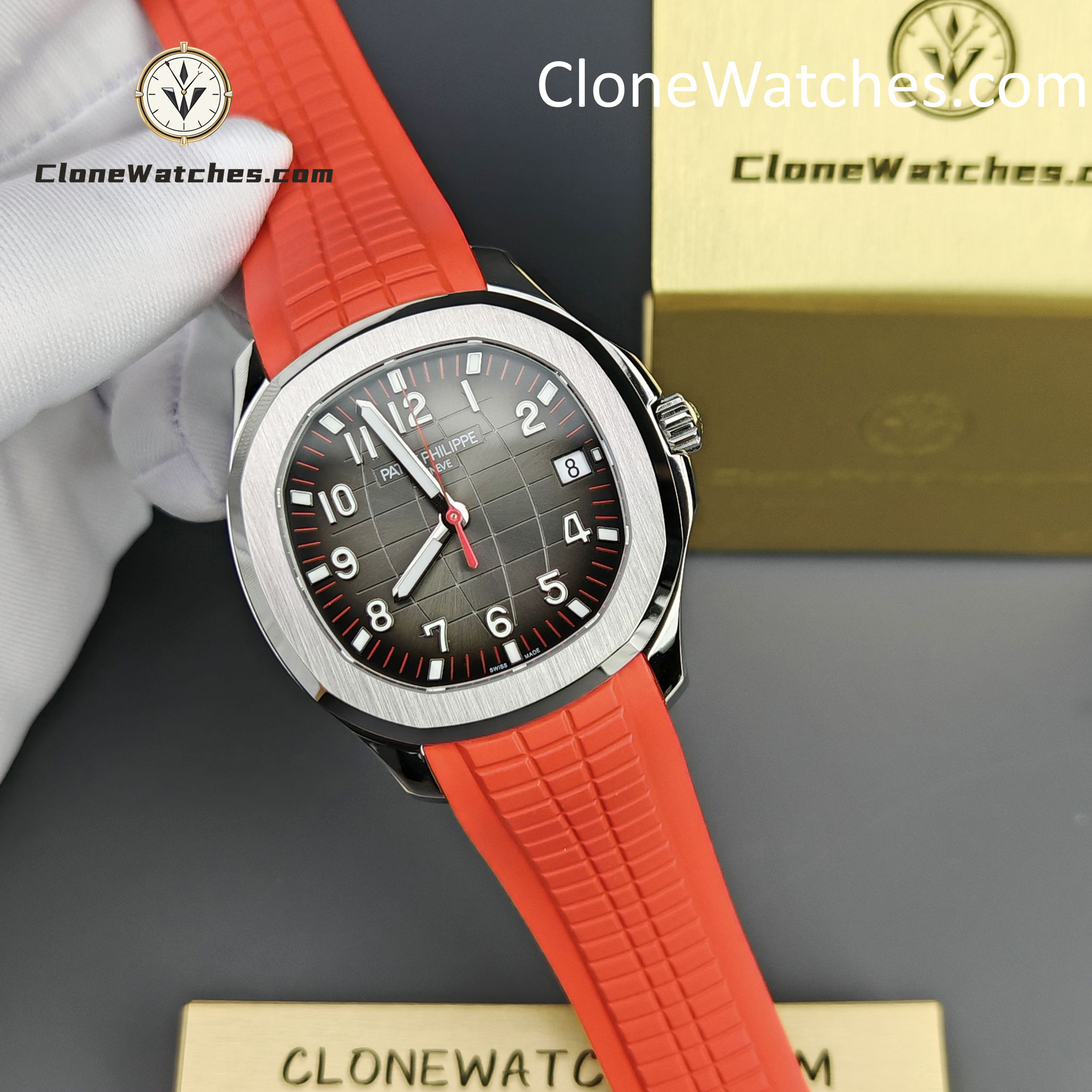 Patek Philippe Super Clone Watches 1:1 Aquanaut 5167 Black Dial 40mm Red Strap Special Edition
