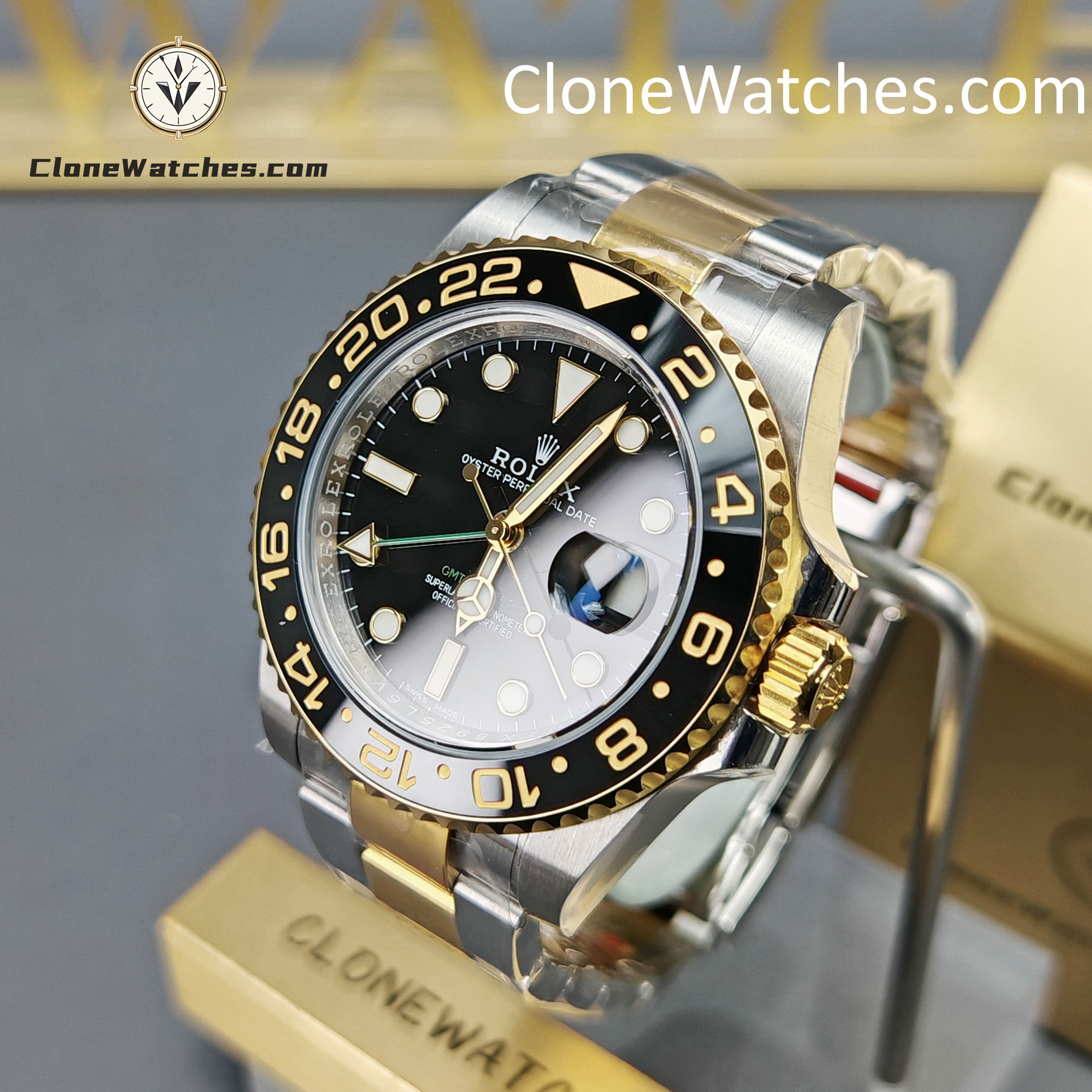 Rolex Super Clone Watches 1:1 GMT Master II 116713-LN-78203 Oyster 3186 Movement