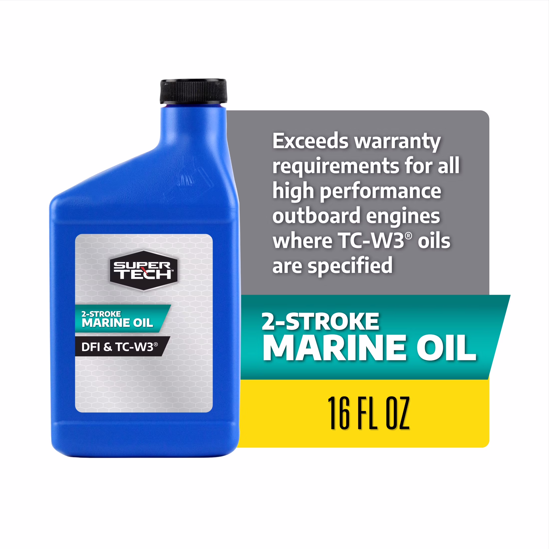 (2 pack) Super Tech TC-W3 Outboard 2 Cycle Engine Oil, 16 fl oz Bottle