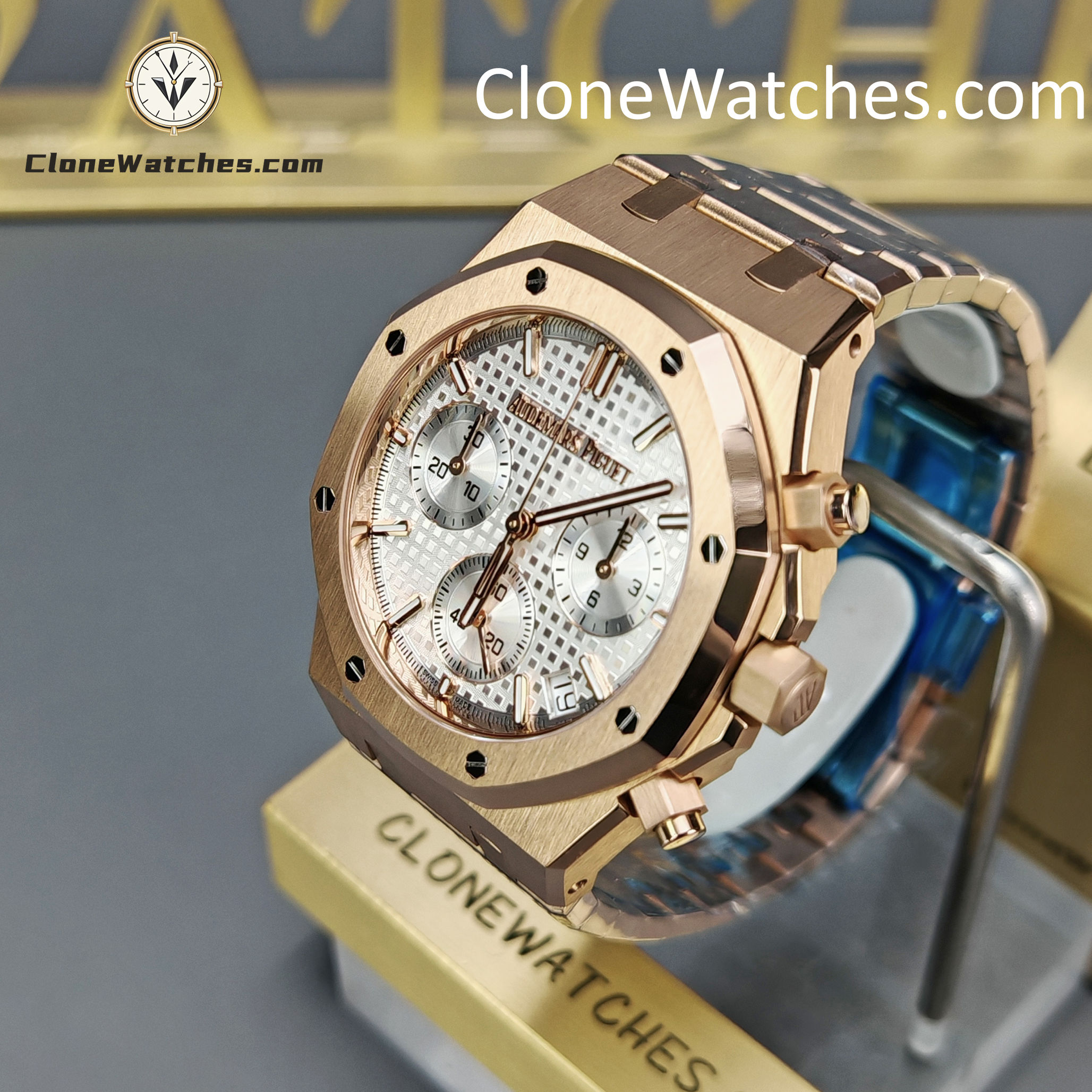 Audemars Piguet Super Clone Watches 1:1 Royal Oak Rose Gold 26240 White Dial