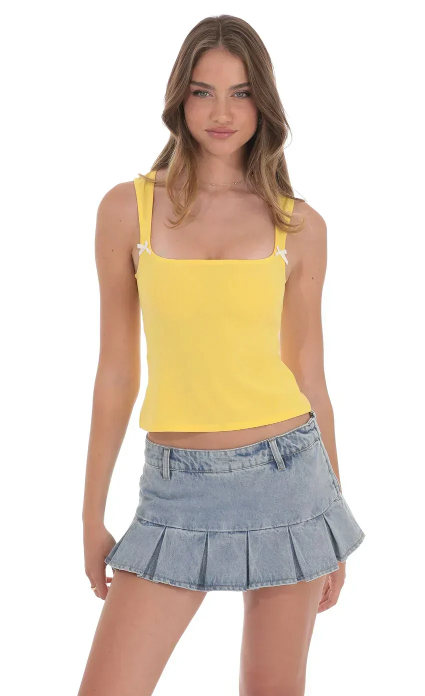Double Bow Top in Yellow
