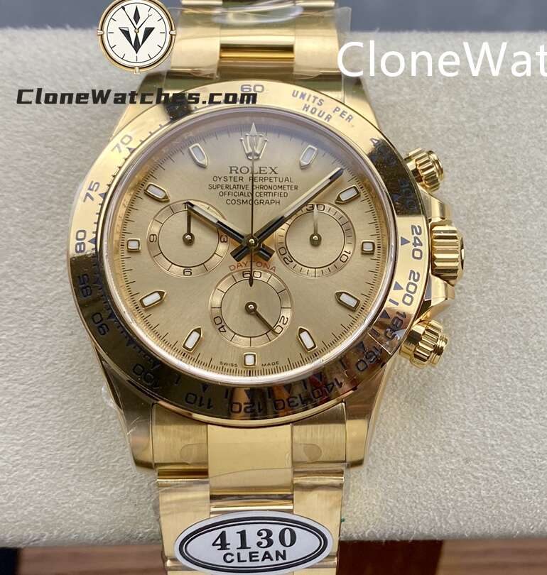 Rolex Super Clone Watches 1:1 Daytona Gold Dial M116528 – 0045 4130 Movement