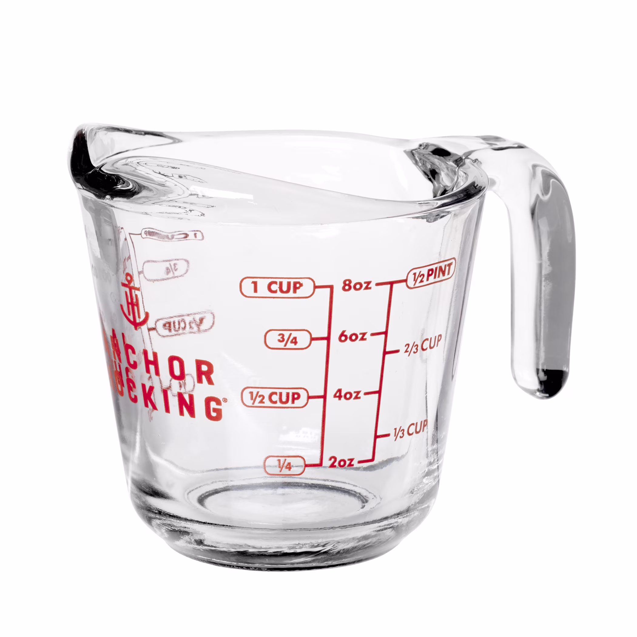 (2 pack) Anchor Hocking 1-Cup Glass Measuring Cup with Easy-Grip Handle and Spout