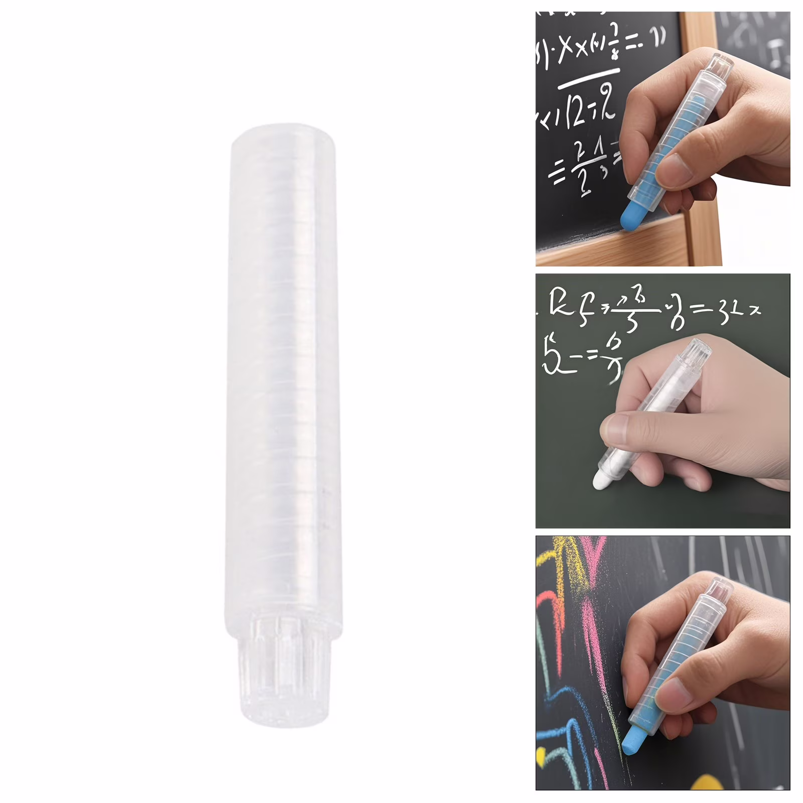WEIWEIGG Sidewalk Chalk Holders, Railroad Chalk Holder Plastic Adjustable Chalk Clip Holder for Teachers Students Office Or Classroom,Clear