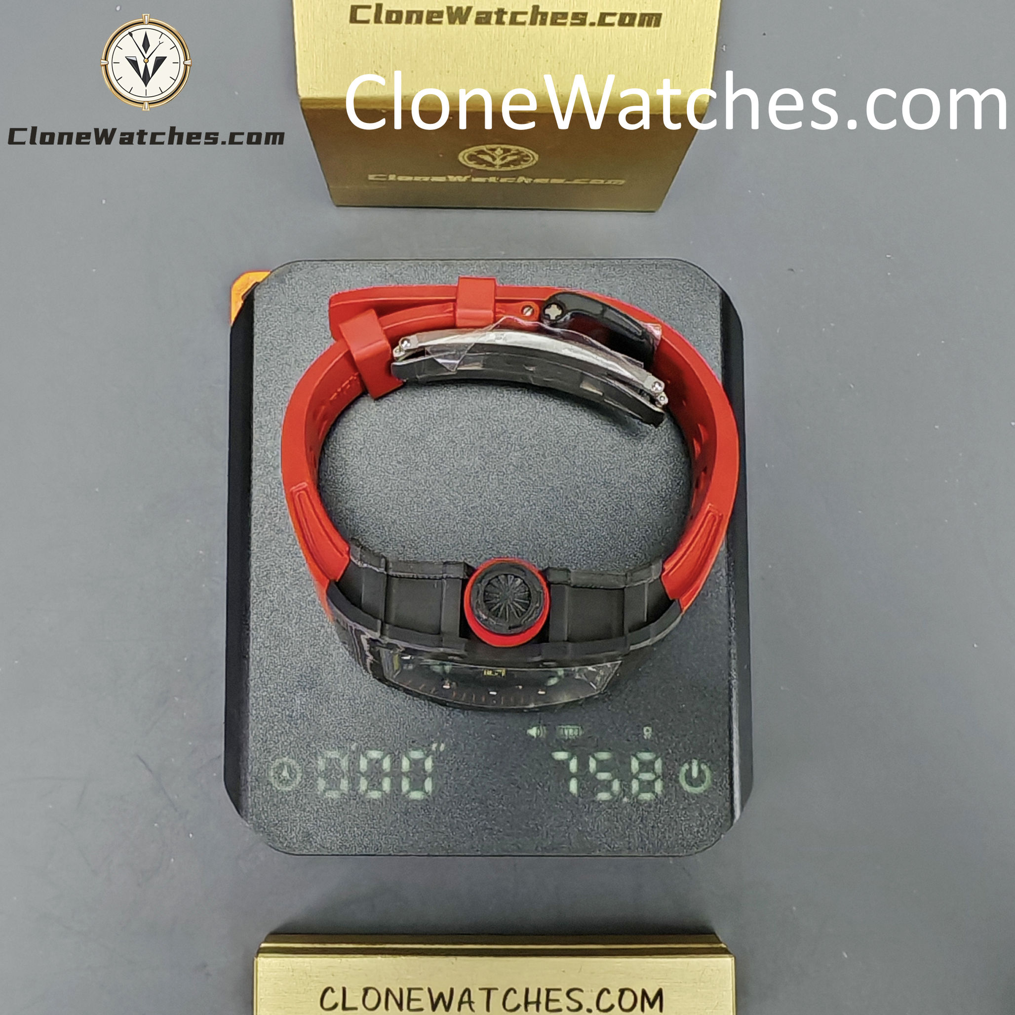 Richard Mille Super Clone Watches 1:1 RM 035 – 02 NTPT Carbon Fiber Red Rubber Strap