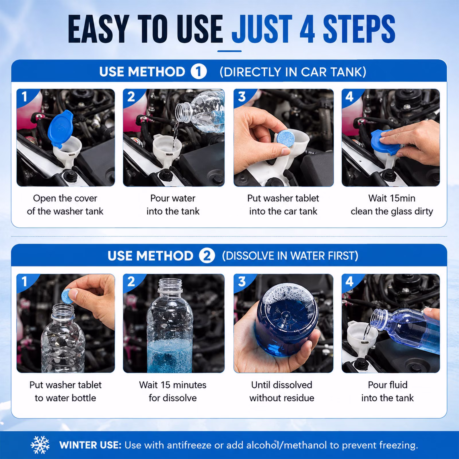 Car Windshield Washer Tablets - Washer Fluid Tablets Glass Cleaner Concentrate Car Windshield Wiper Fluid Car Windshield Cleaner Automotive Glass Cleaner