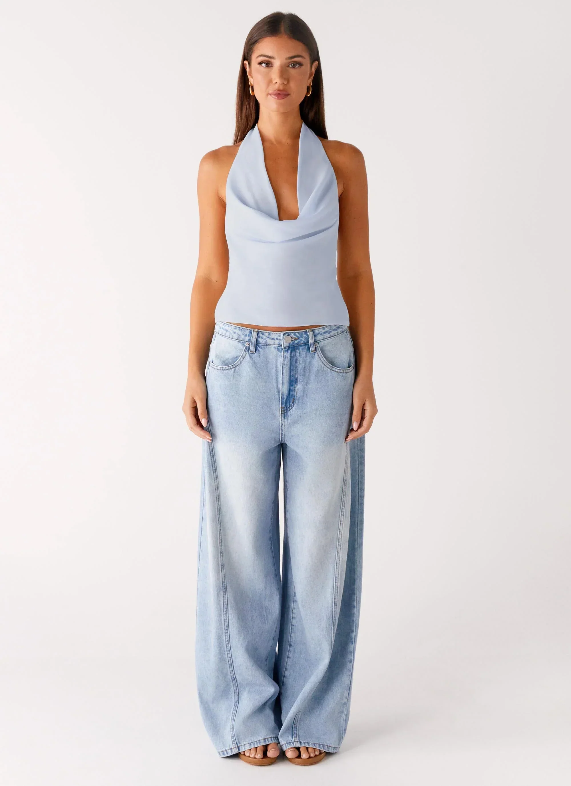 Charli Cowl Top - Blue