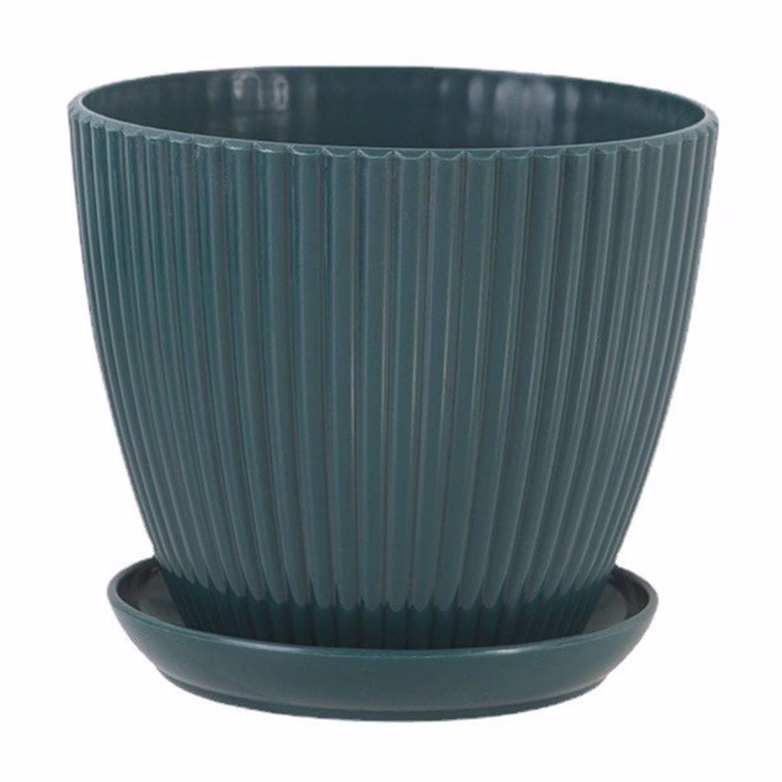 Clearance! Flower Pots Indoor Thicken Planter with Hole and Tray for All House Plants Reliable Plastic Ripple Pattern Flowerpot for Home Garden Houseware,Dark Green Diameter 3.5