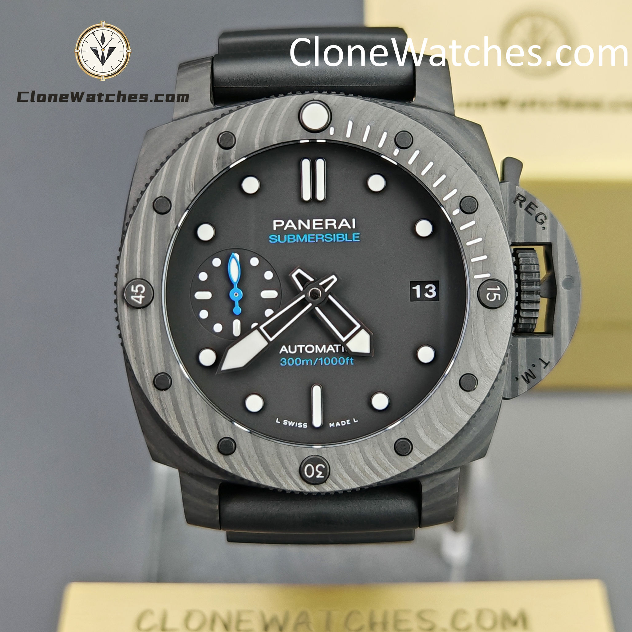 Panerai Super Clone Watches 1:1 Submersible CarbotechTM PAM02231 Black Dial
