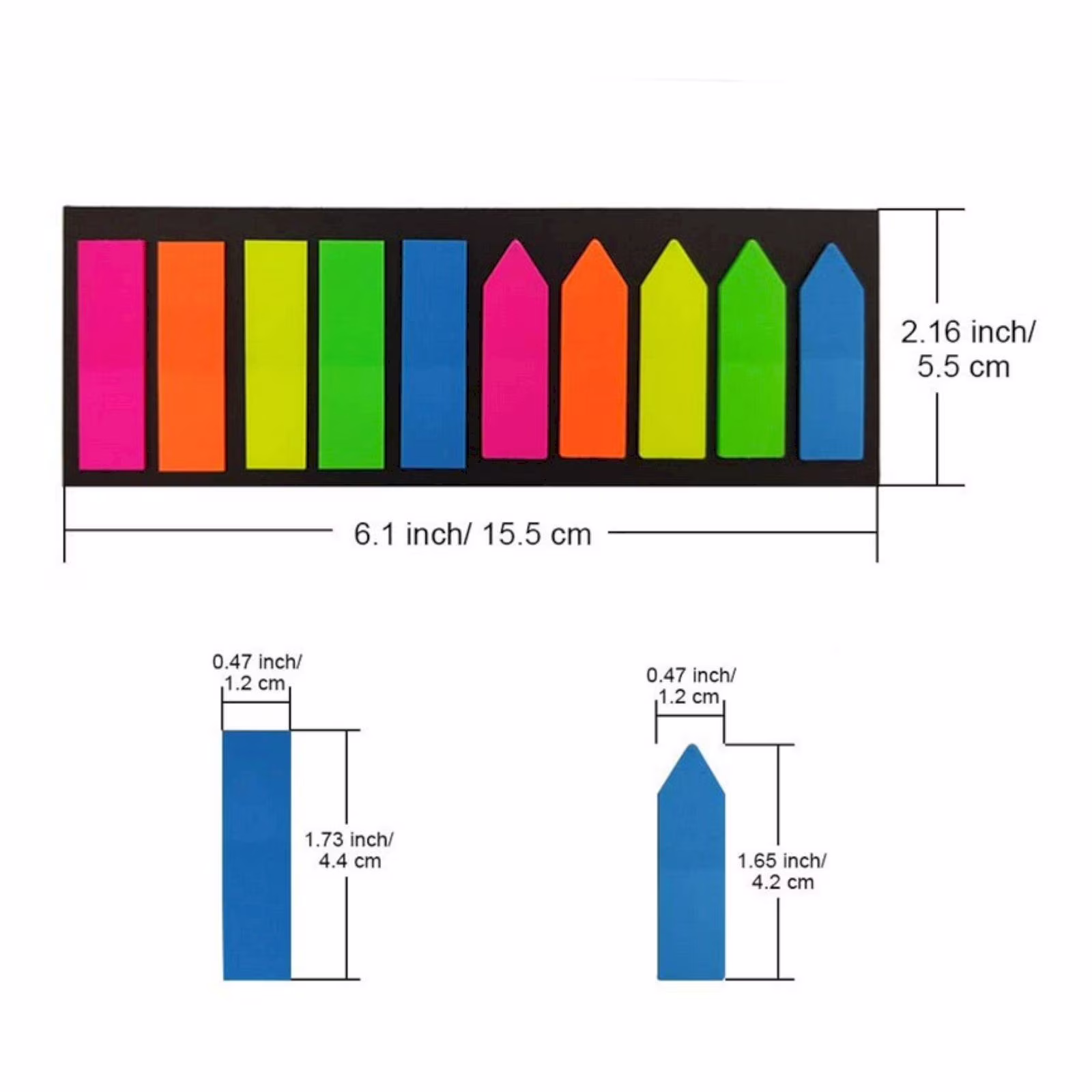 200 Pcs Neon Sticky Index Tabs, Transparent Self-Adhesive Page Markers, Arrow Flag Stickers for Notebook & Document Organization