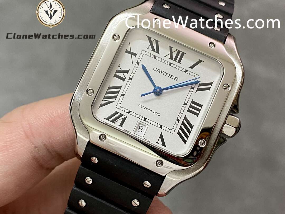 Cartier Super Clone Watches 1:1 Santos Series White Dial 39.8MM WSSA0018 Rubber Strap