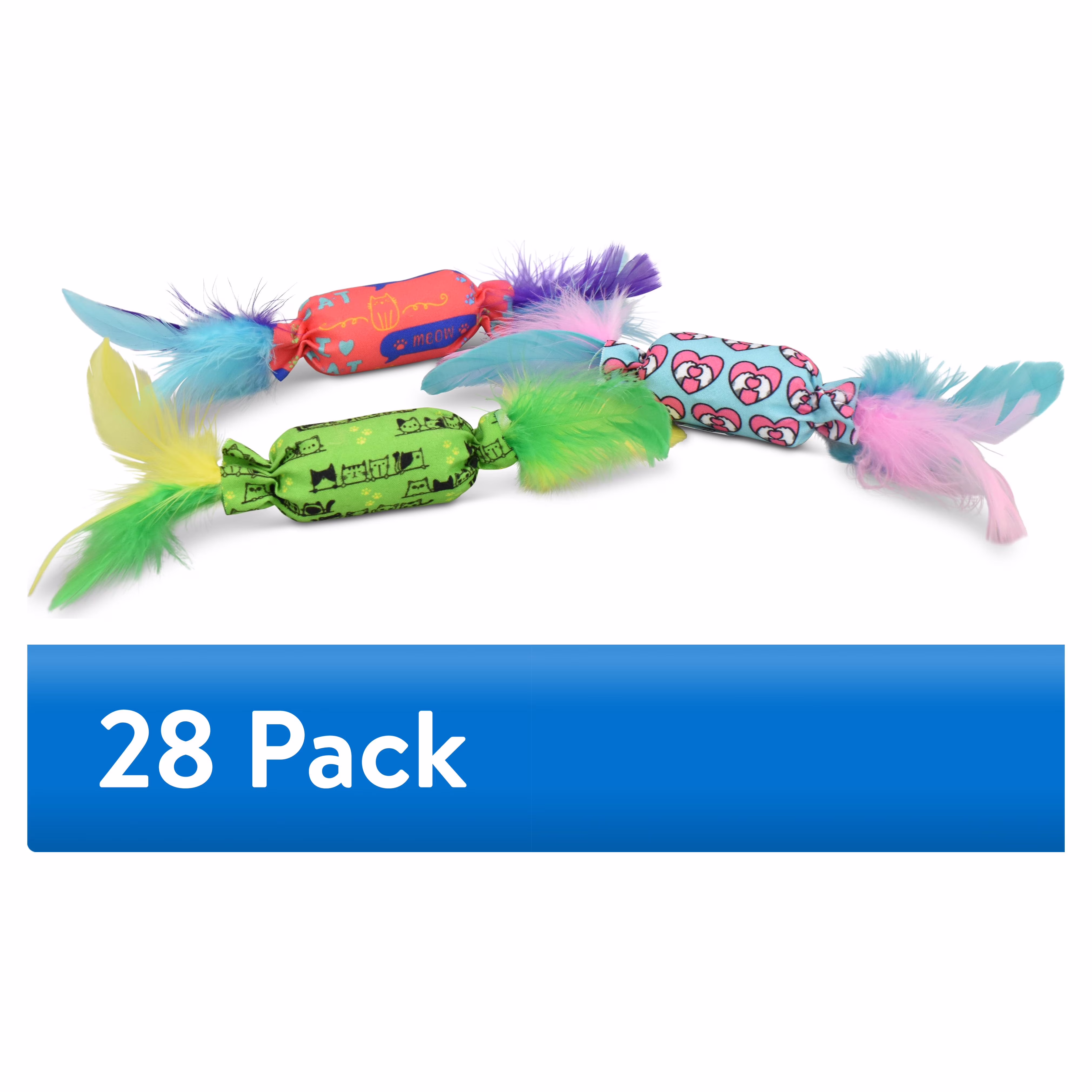 Vibrant Life Blue Candy-Shaped Catnip Cat Toy with Feathers