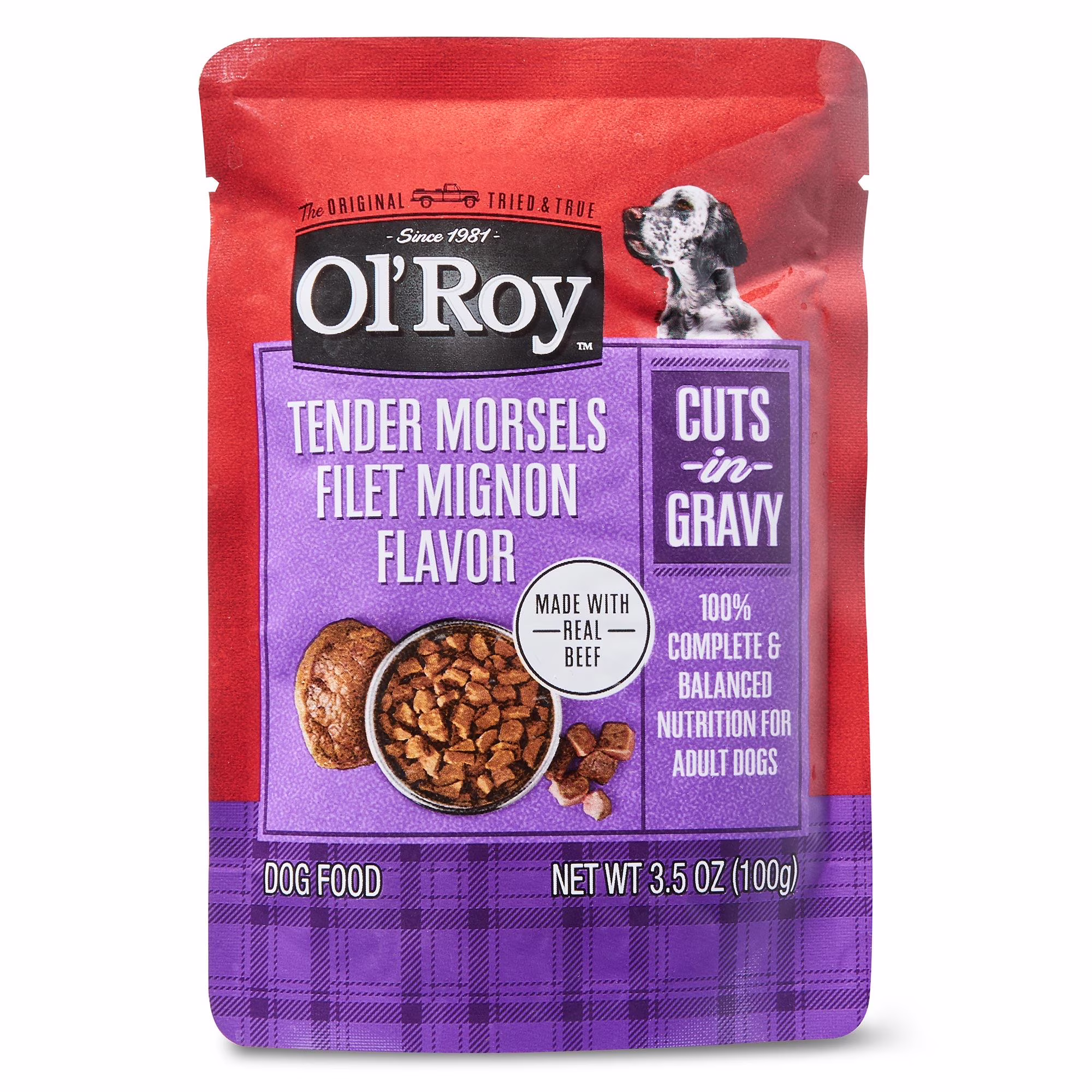 Ol' Roy Cuts-in-Gravy Tender Morsels Filet Mignon Flavor Dog Food, 3.5 oz Pouch