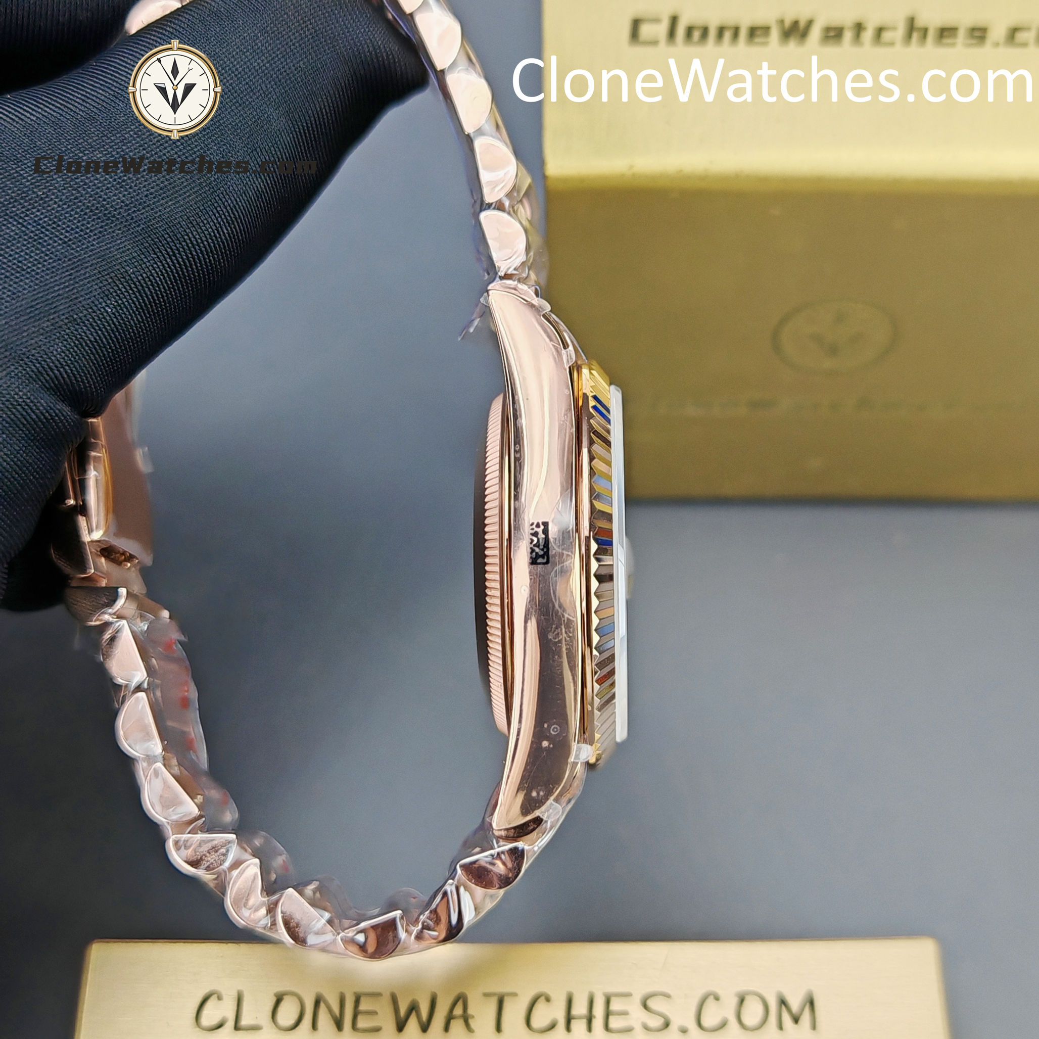 Rolex Super Clone Watches 1:1 Day Date Rose Gold Brown Roman Dial 36mm m128235-0075 3255 Movement