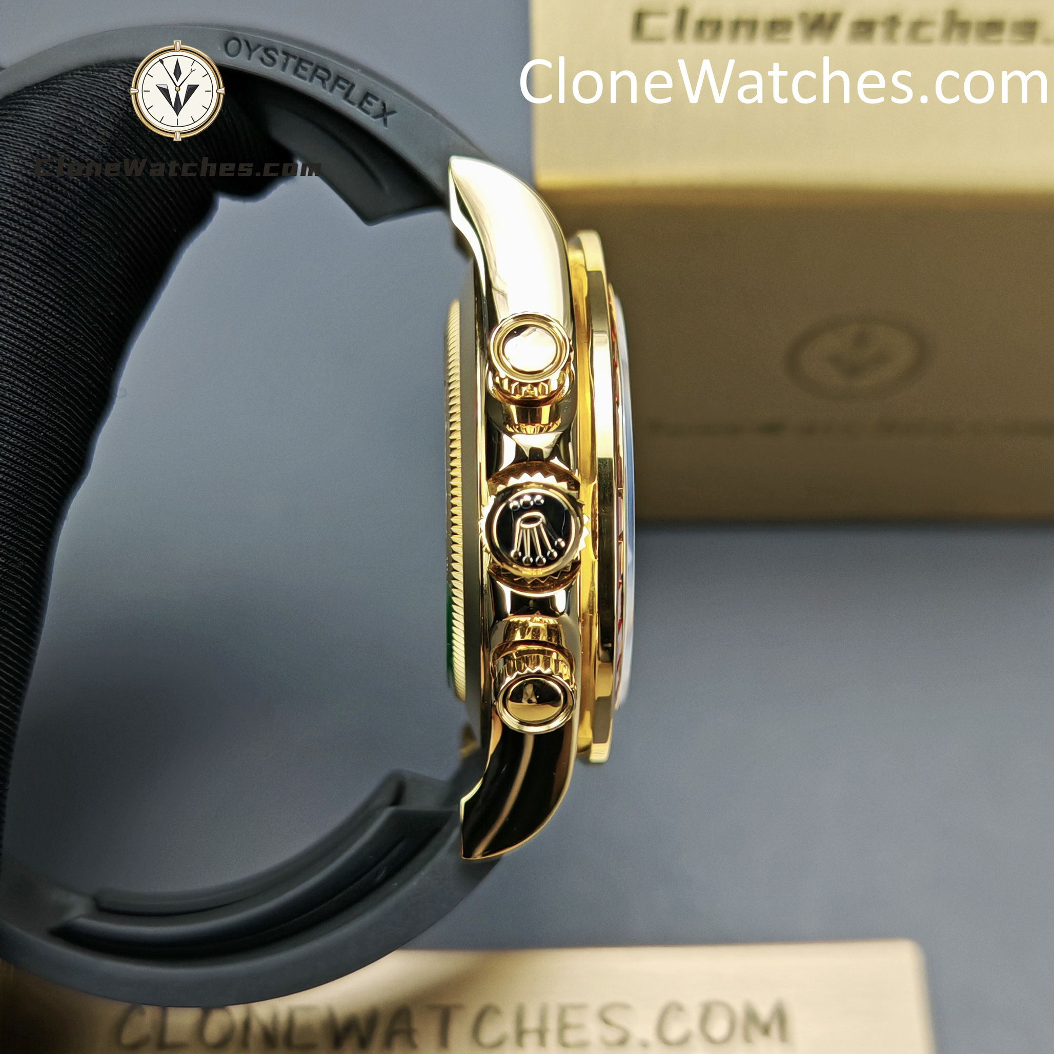 Modified Super Clone Watches 1:1 Rolex Daytona 18K Gold Diamond Bezel 4130 Movement