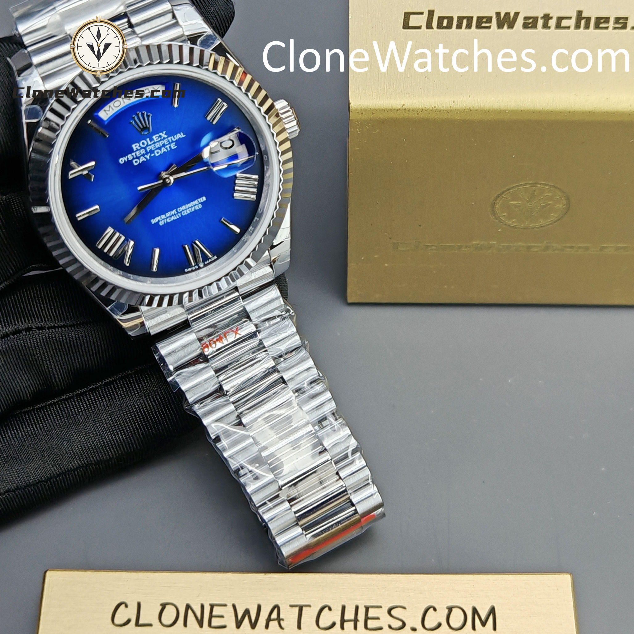 Rolex Super Clone Watches 1:1 Day Date Blue Dial 40mm m228239-0076 3255 Movement
