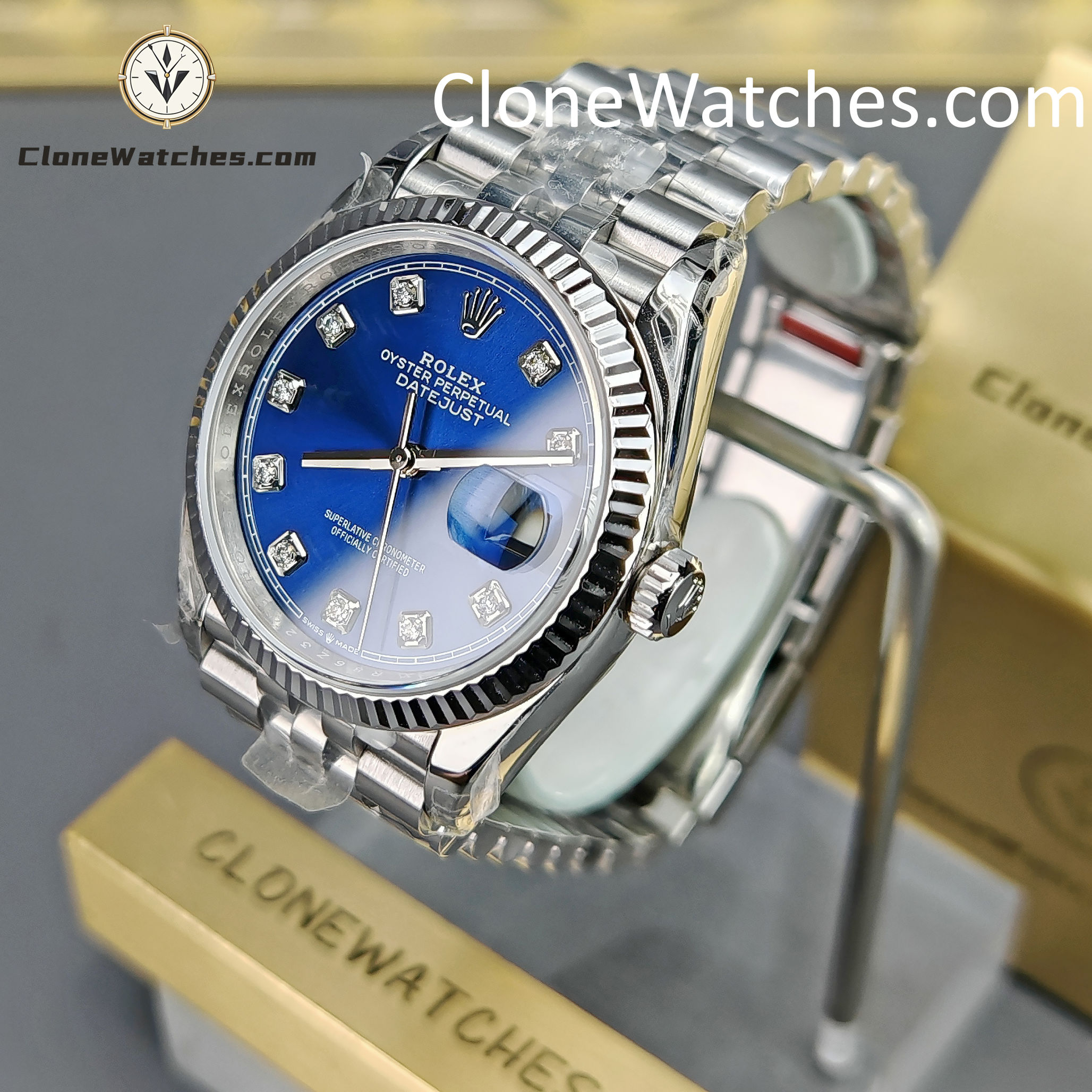 Rolex Super Clone Watches 1:1 DateJust Blue Diamond Dial Jubilee 36MM M126234 – 0037 3235 Movement