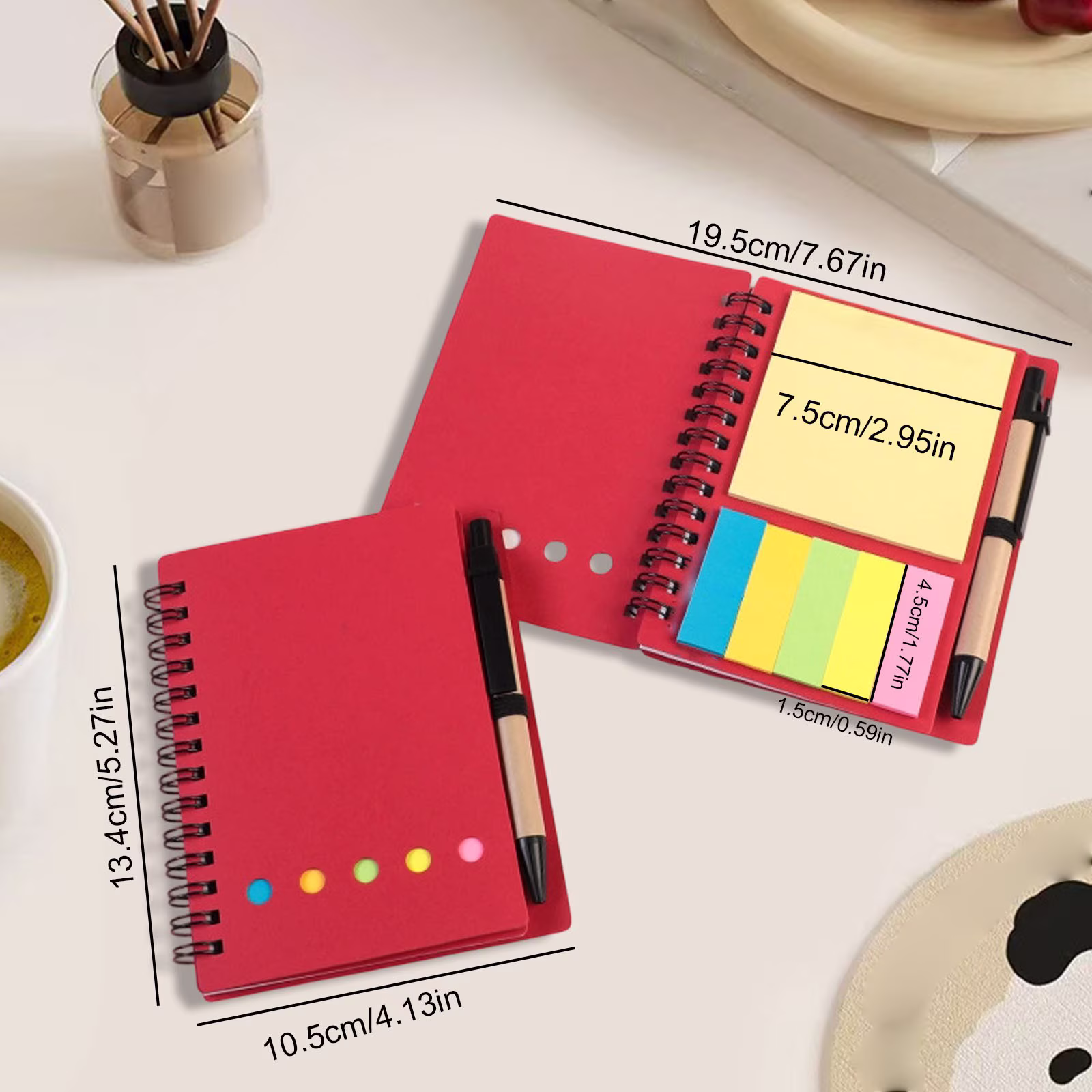 VKLU 1PC Pocket Notebook with Pen, 5x4 Inch Small Memo Pad with Sticky Tabs, 60 Sheets Lined Mini Journal Set, Kraft