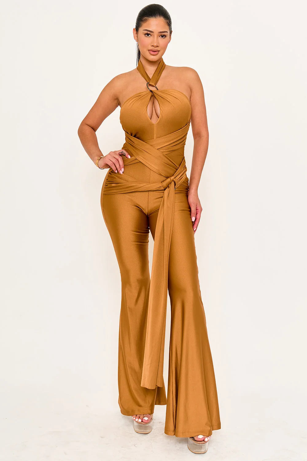 Symphony Jumpsuits - Halter Top Wrap Jumpsuits