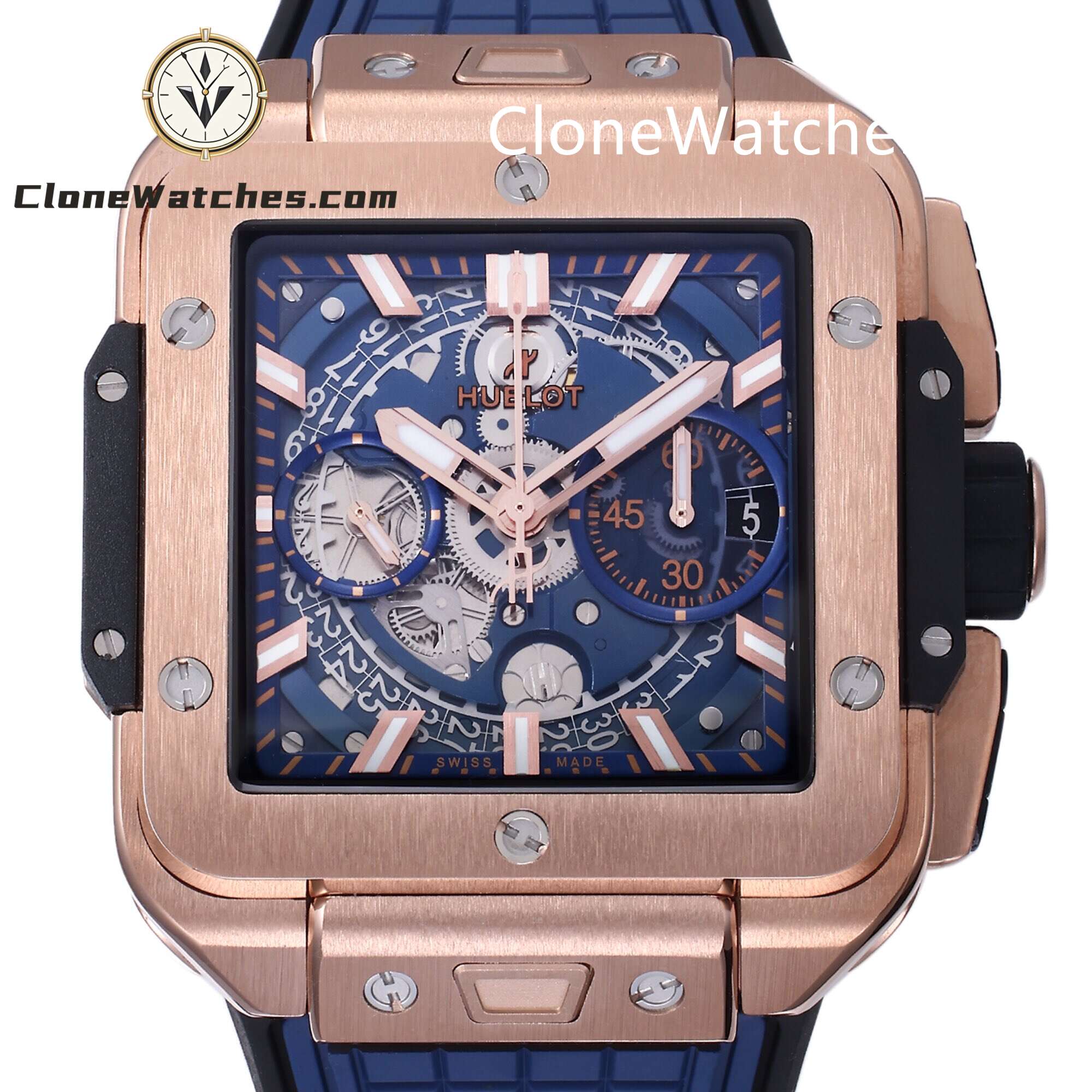 Hublot Super Clone Watches 1:1 Square Bang Unico King Gold Blue 42MM 821.OX.5180.RX