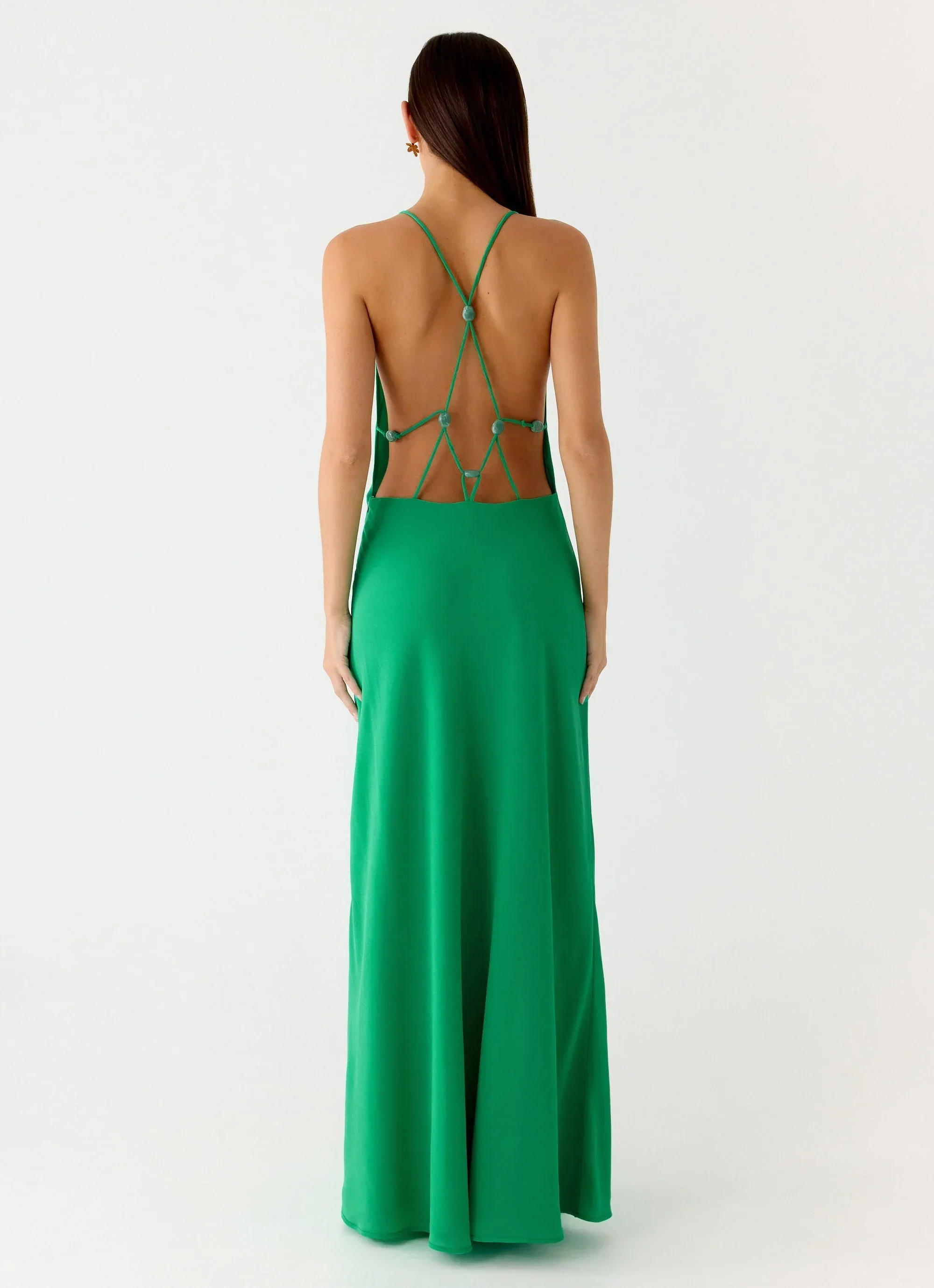 Tropic Muse Beaded Cowl Maxi Dress - Green