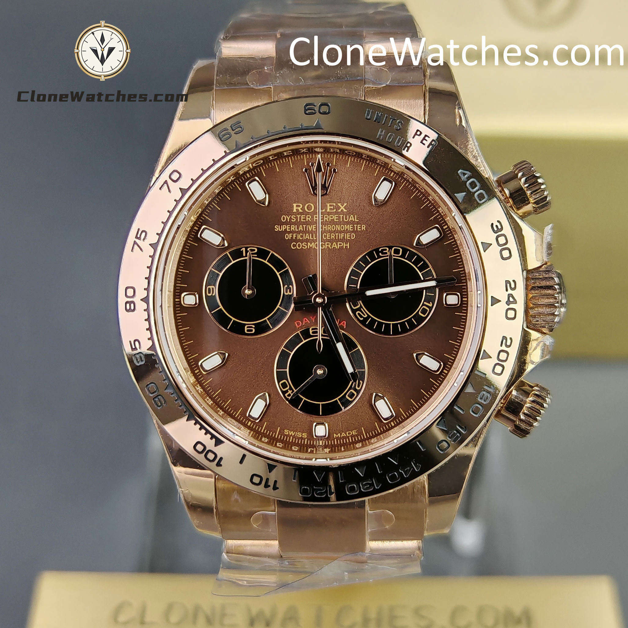 Rolex Super Clone Watches 1:1 Daytona Rose Gold Chocolate Dial m116505-0013 4130 Movement