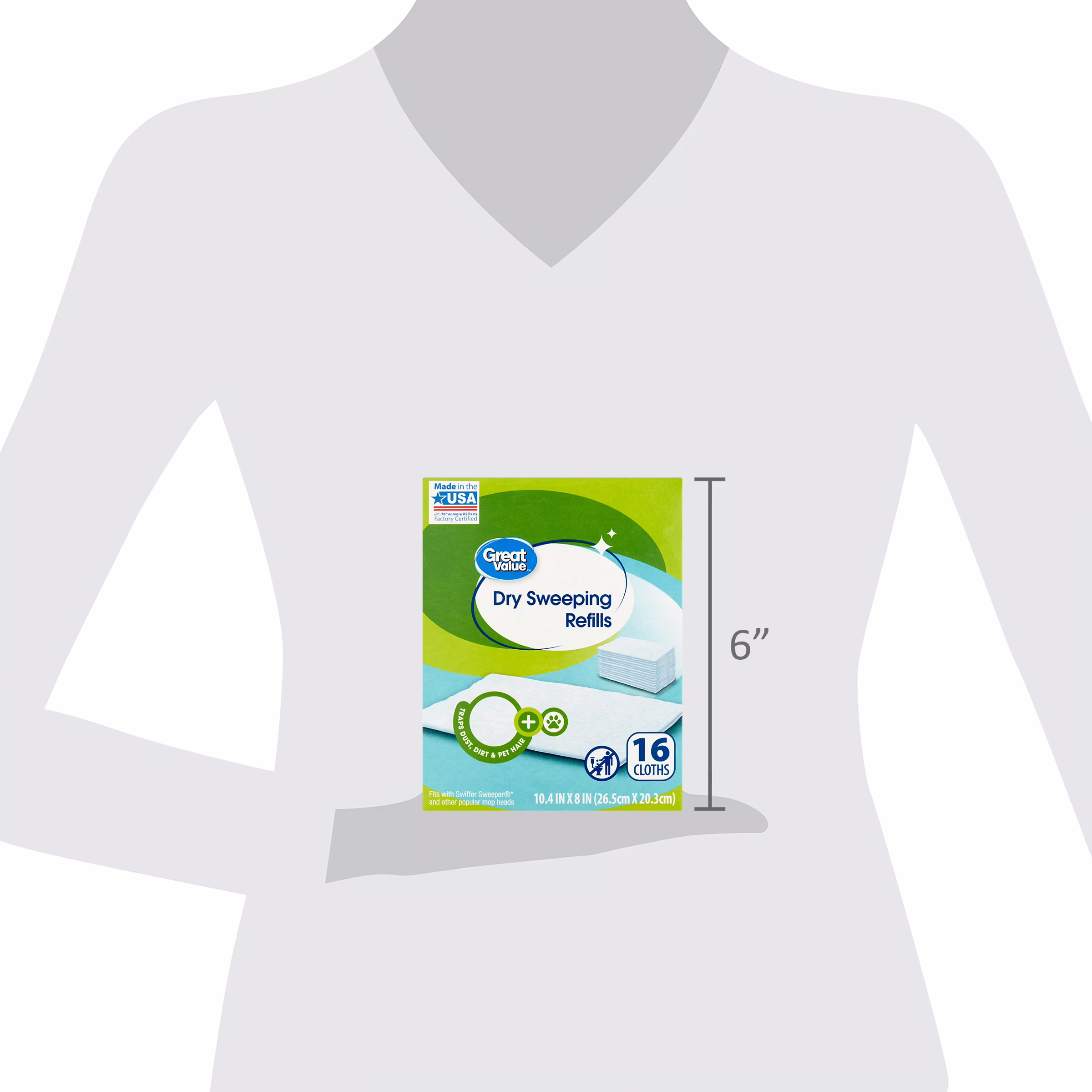 Great Value Dry Sweeping Cloth Refills, White, 16 Count