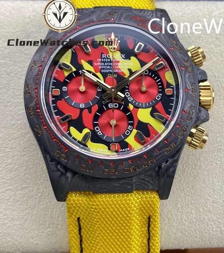 Modified Super Clone Watches 1:1 DiW Rolex Daytona NTPT Carbon “MILITARY YELLOW”