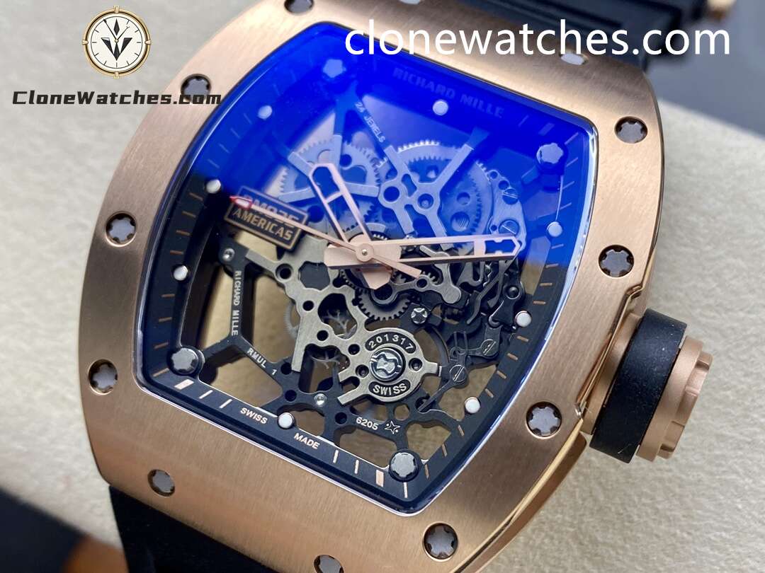 Richard Mille Super Clone Watches 1:1 RM 035 Americas Rose Gold Black Strap