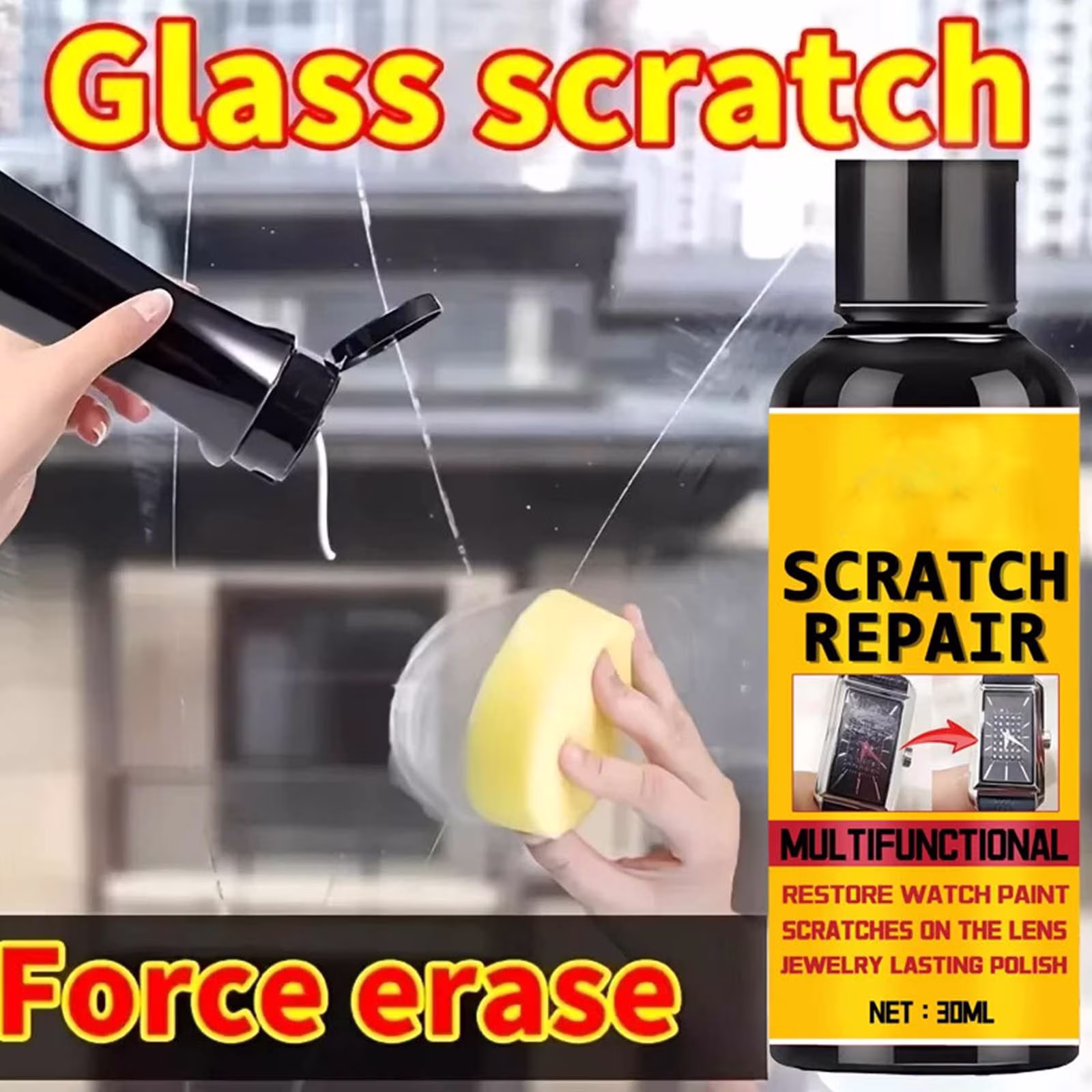 Scratch Remover under $5! Bzdzmqm Car Window Scratch Remover 30ml Wax Liquid, Windshield Glass Polishing Kit for Auto Repair, Mirror Lens Swirls Detailing Cleaner, Automotive Glass Scratch Removal,