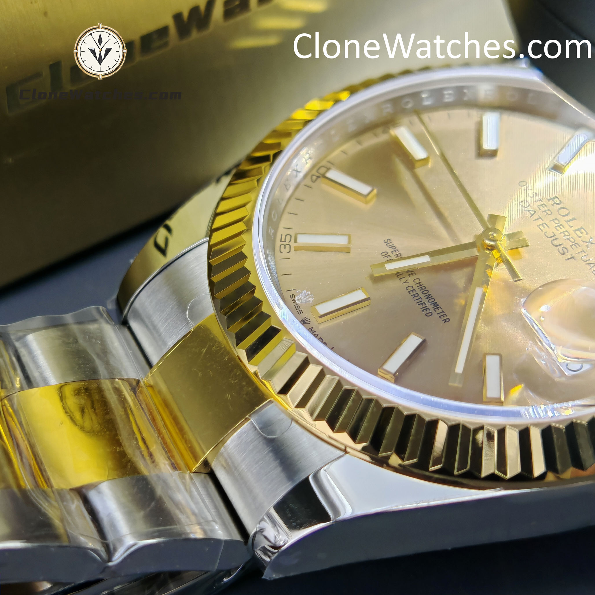 Rolex Super Clone Watches 1:1 DateJust Gold Dial m126333-0009 Oyster 41MM 3235 Movement