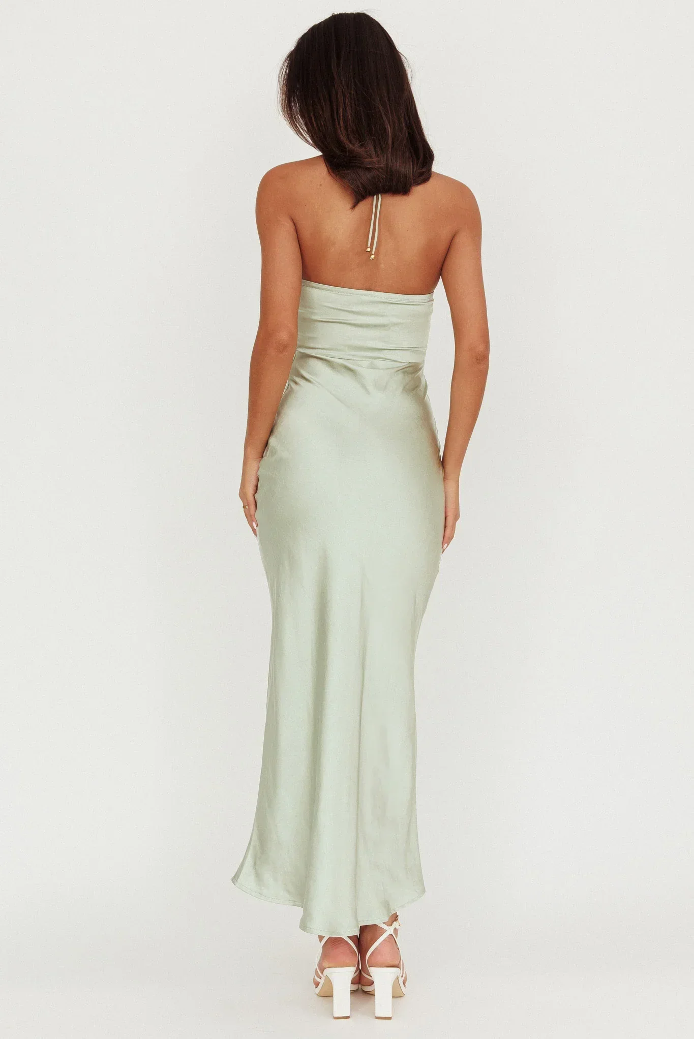 High Roller Flower Decoration Halter Dress Sage