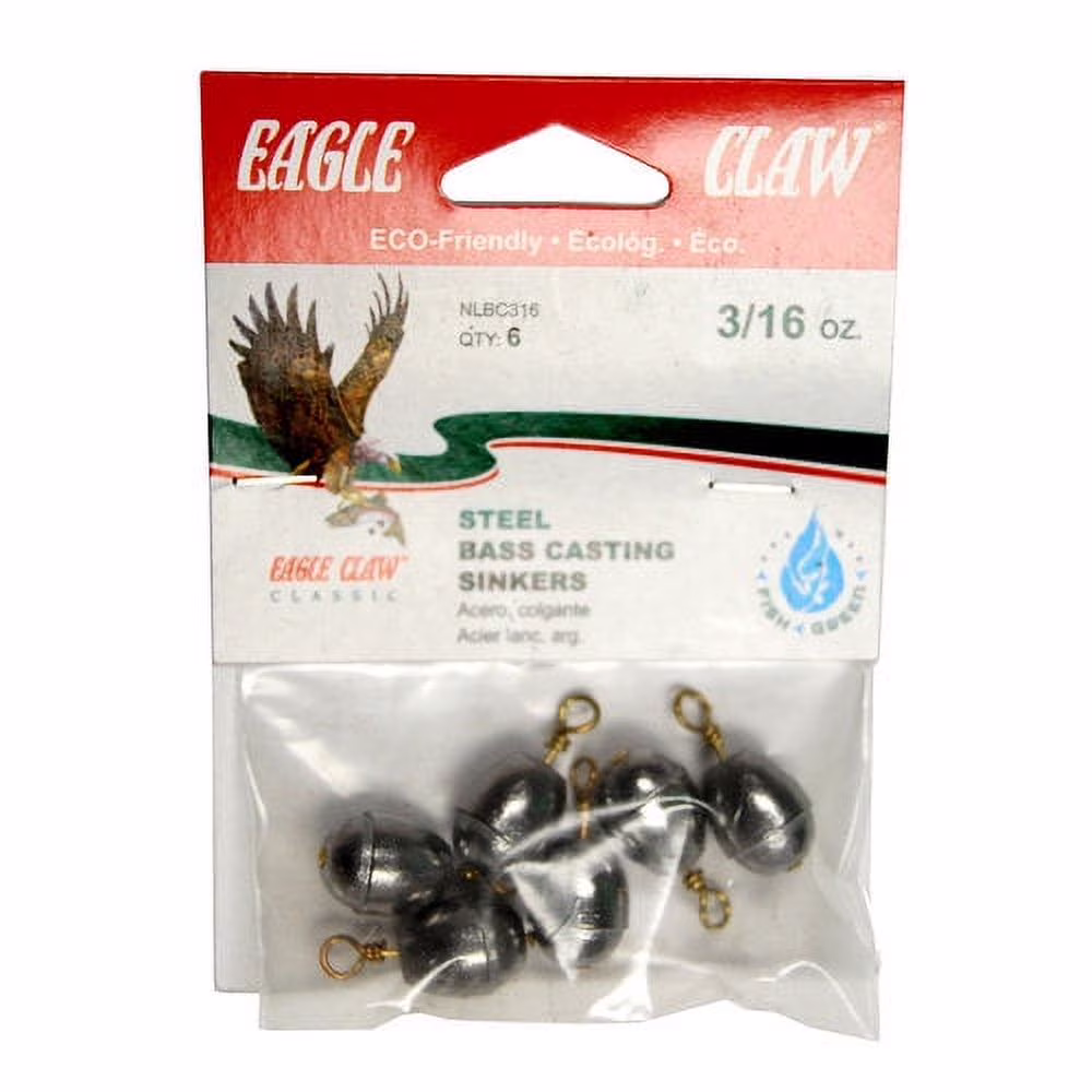 Eagle Claw Bass Casting Removable Split Shot, Steel Weight