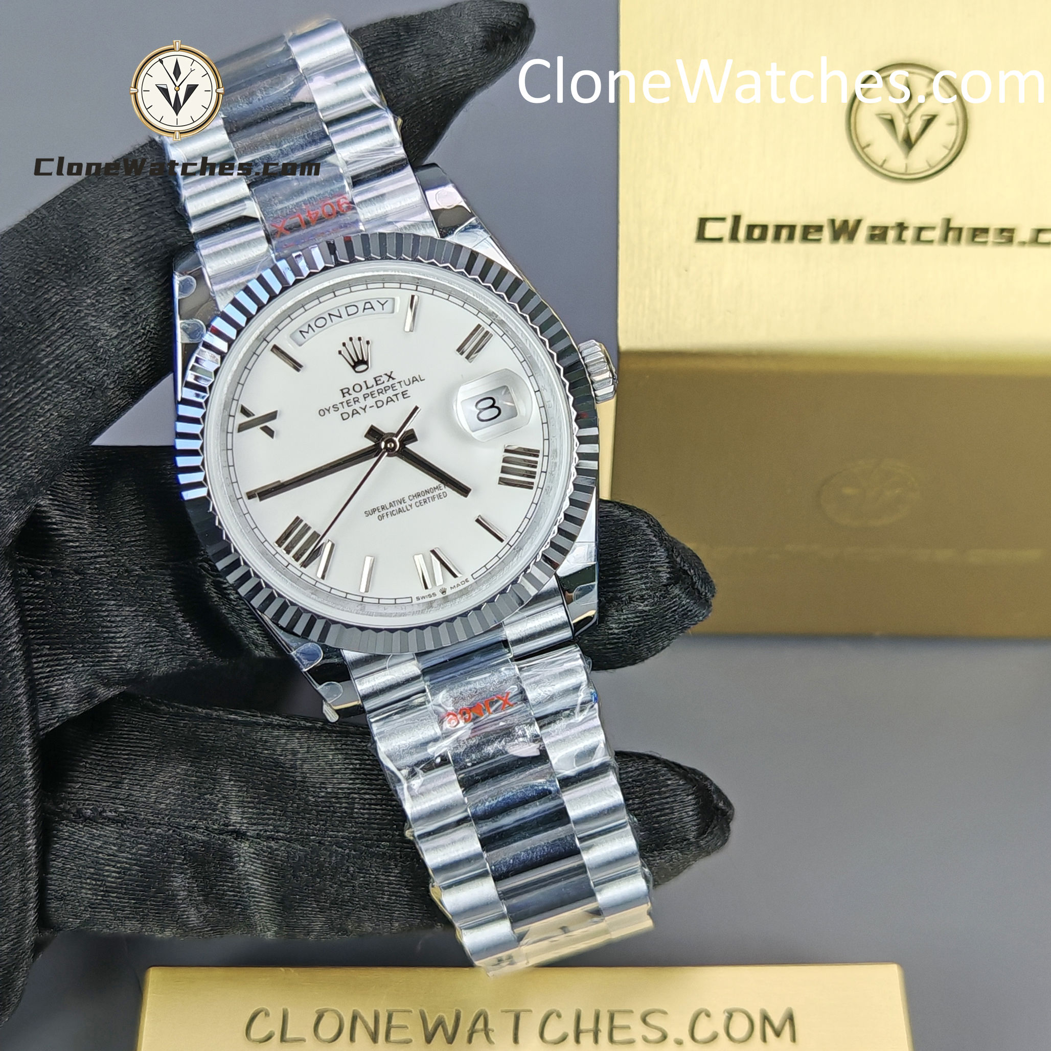 Rolex Super Clone Watches 1:1 Day Date White Dial 40mm m228239-0046 3255 Movement