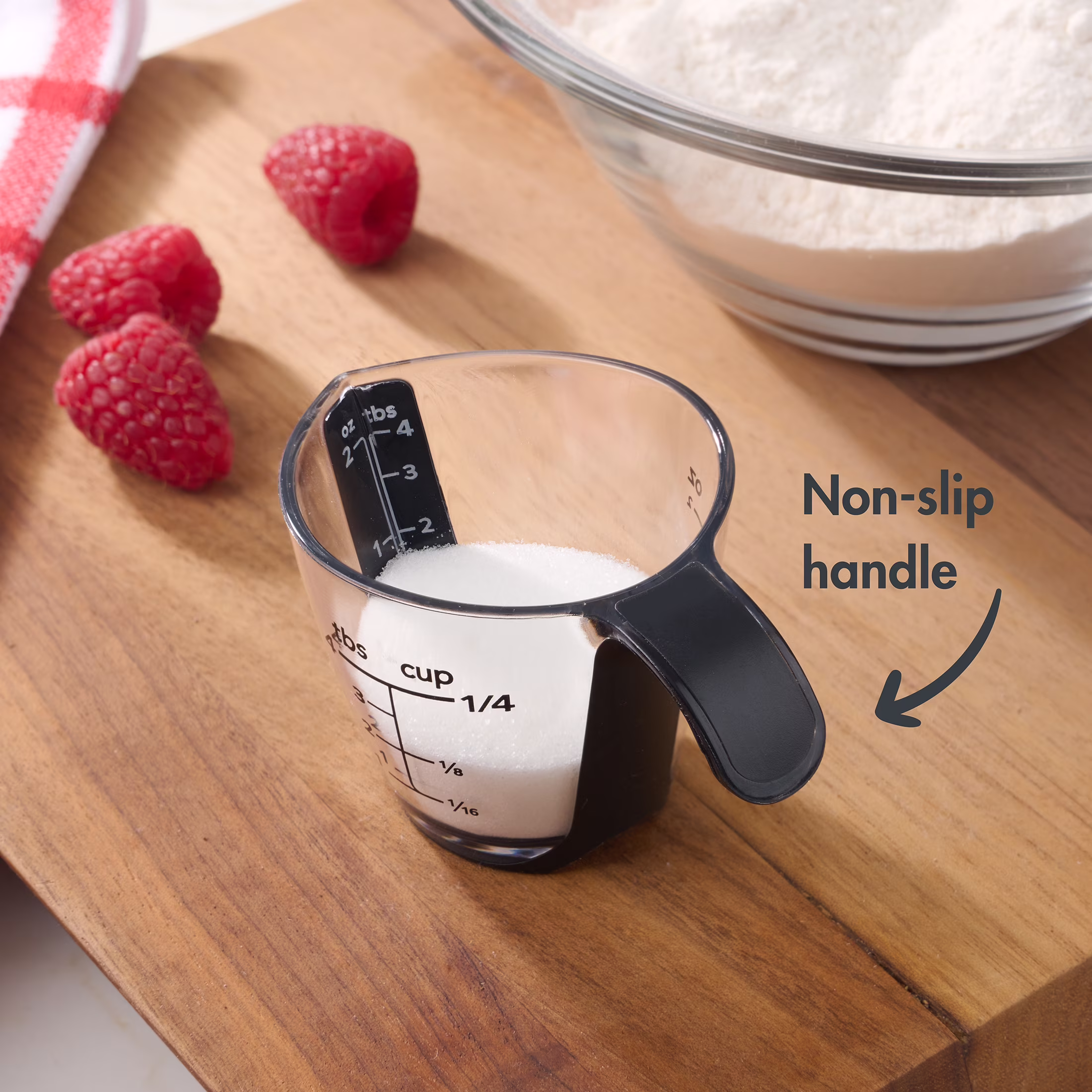 (4 pack) Mainstays 1/4C Plastic Mini Measuring Cup, Black/Transparent