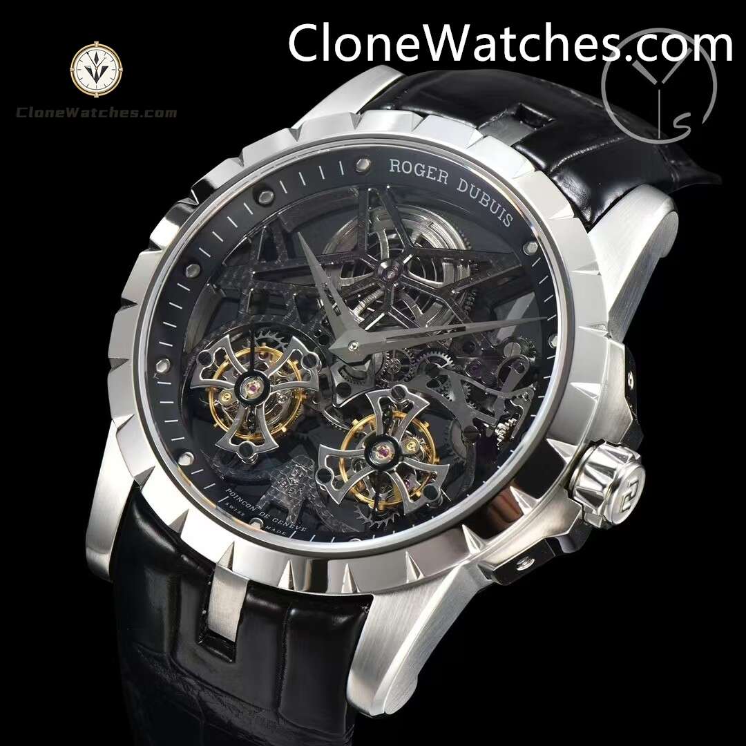 Roger Dubuis Super Clone Watches 1:1 Excalibur Skeleton Double Flying Tourbillon RDDBEX0396 45MM